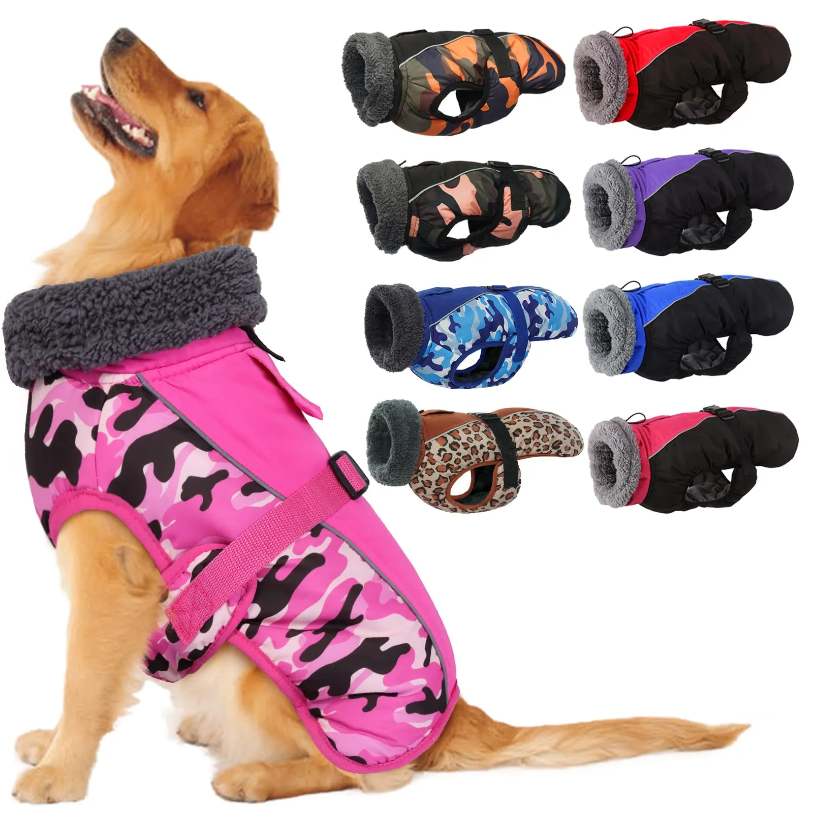 IECOii Cappotto Invernale per Cani Impermeabile e Antivento, Giacca Termica Riflettente con Foro per Guinzaglio, Taglia S - immagine 1
