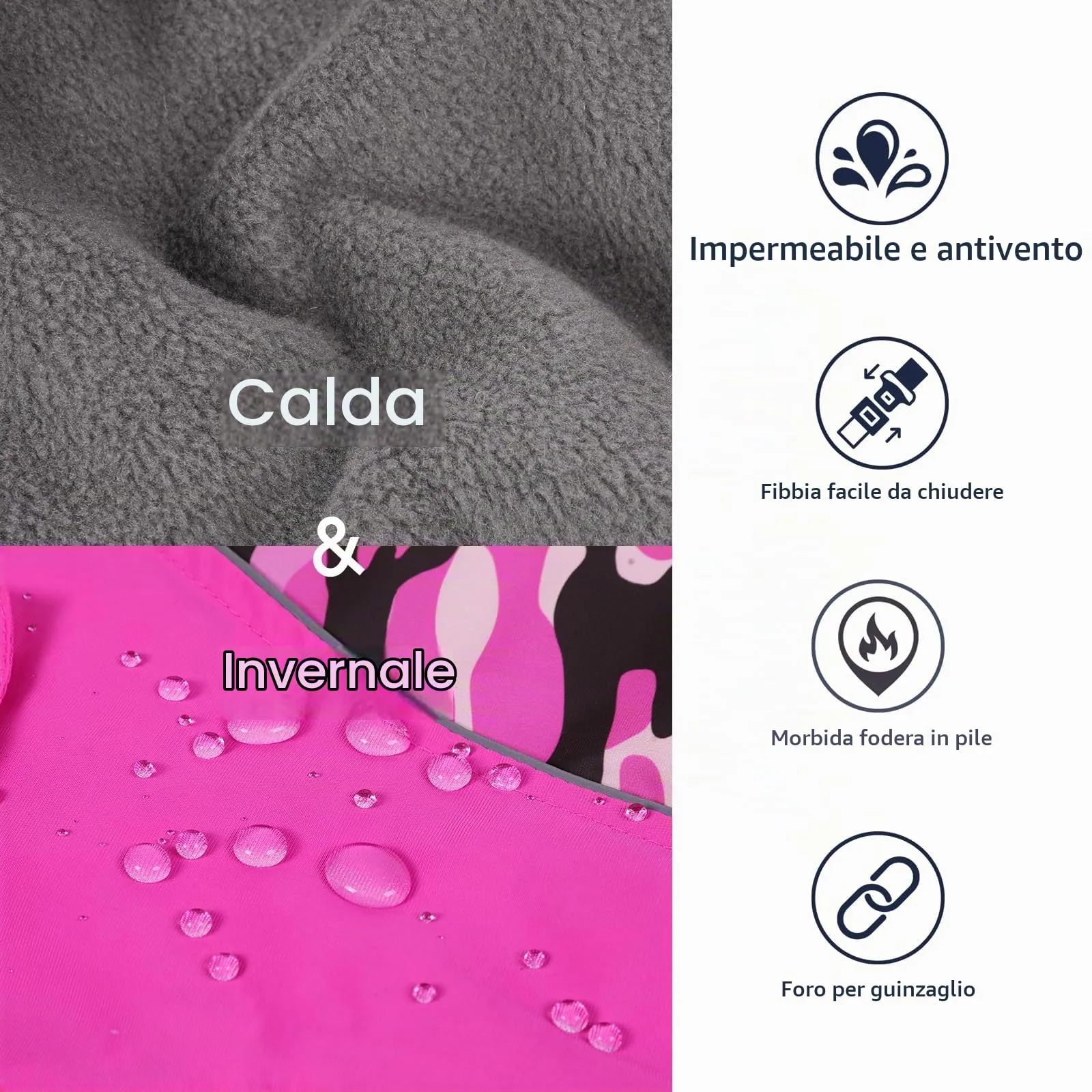 IECOii Cappotto Invernale per Cani Impermeabile e Antivento, Giacca Termica Riflettente con Foro per Guinzaglio, Taglia S - immagine 4