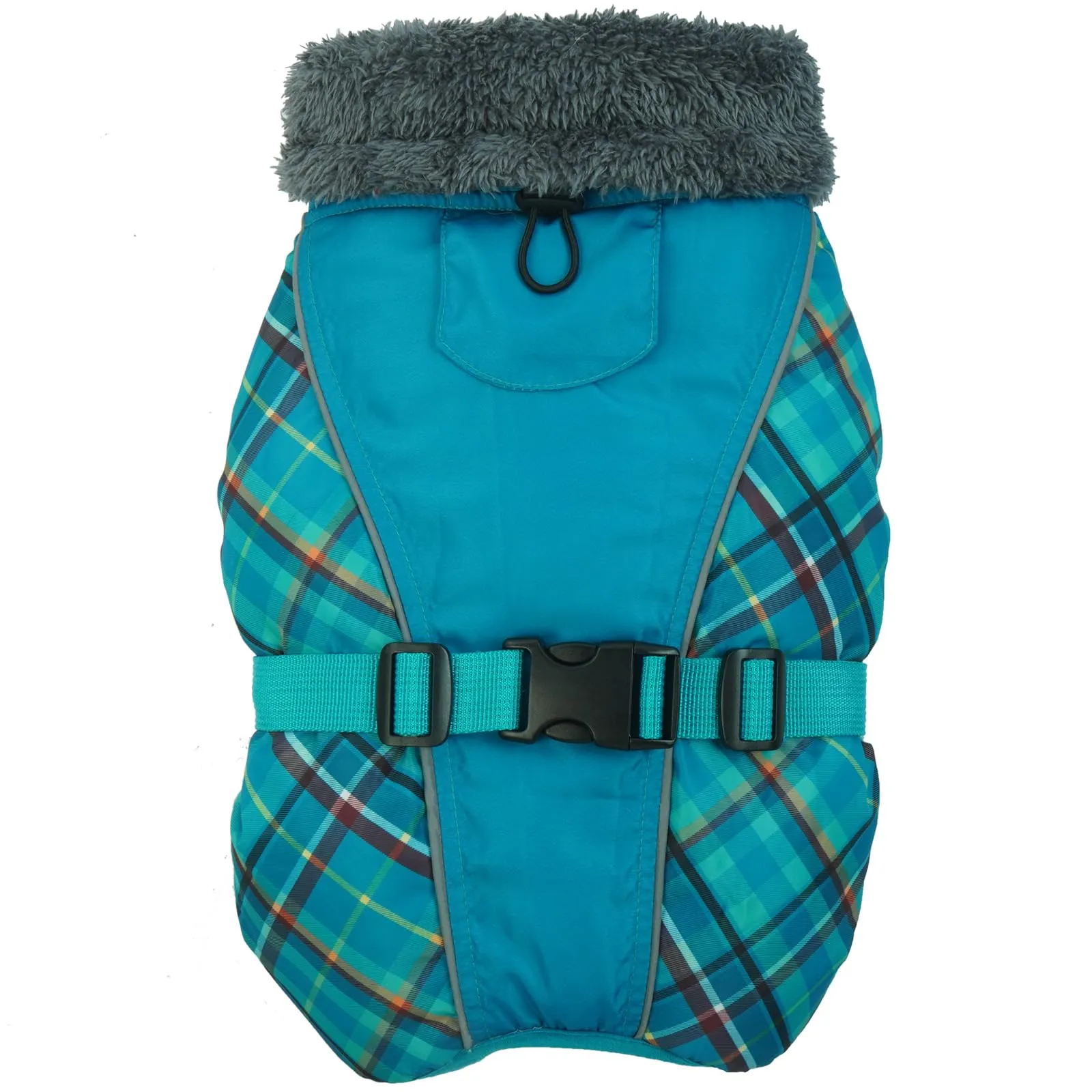 IECOii Cappotto Invernale per Cani Impermeabile e Antivento, Giacca Termica con Riflettenti e Foro per Guinzaglio, Tartan Verde, XXXL - immagine 4