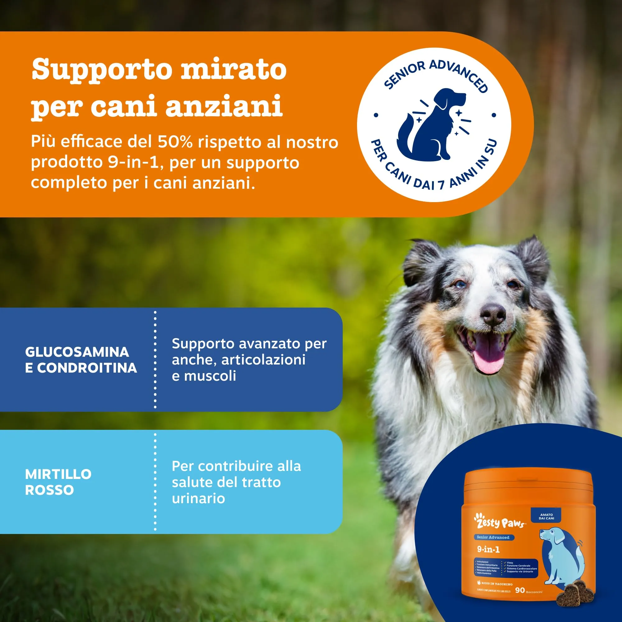 Zesty Paws Multivitamin 9-in-1 Senior, Turkey Flavor, 90 Soft Chews - immagine 7