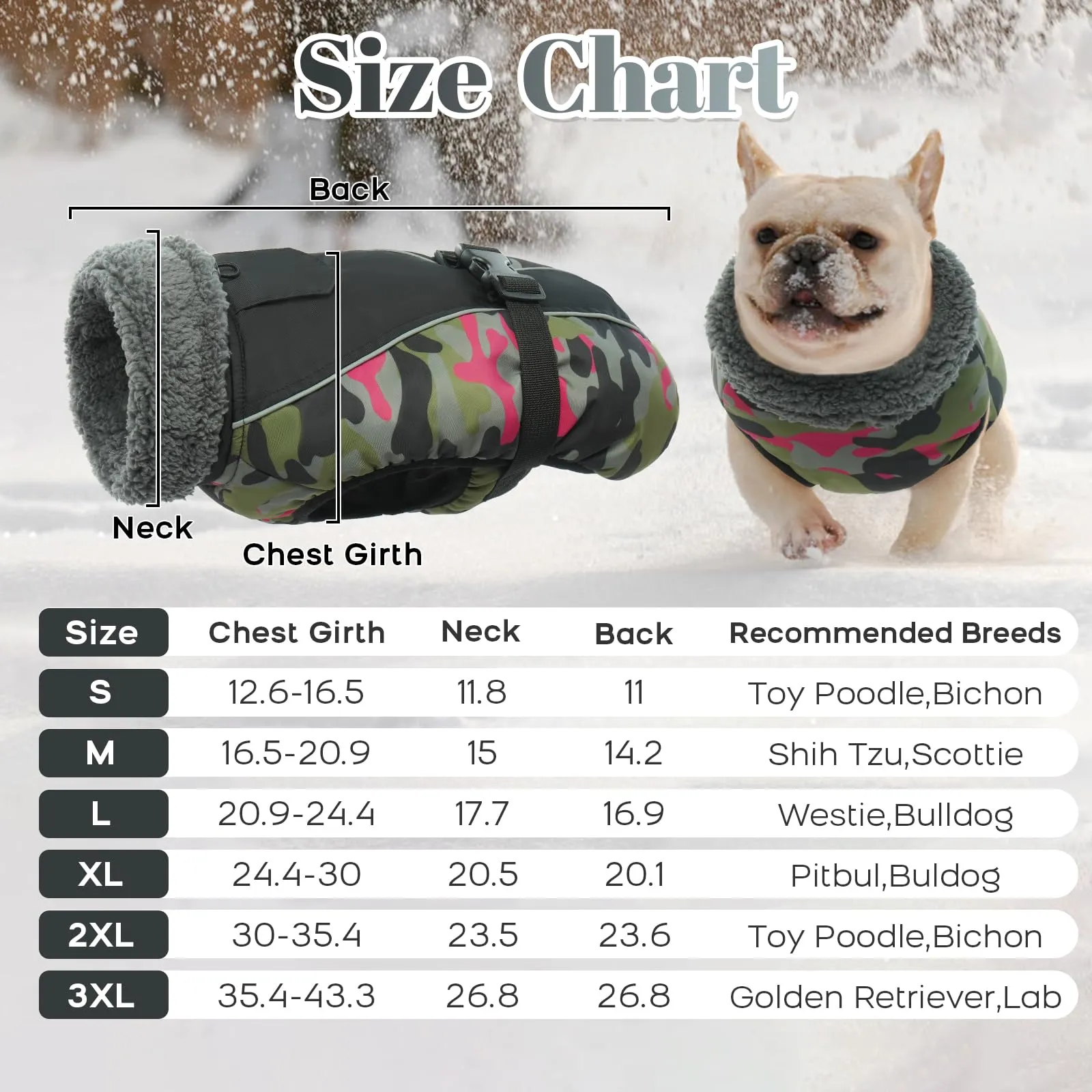 IECOii Cappotto Invernale per Cani Impermeabile e Antivento, Giacca Termica con Pile di Corallo e Strisce Riflettenti, Taglia XL - immagine 6