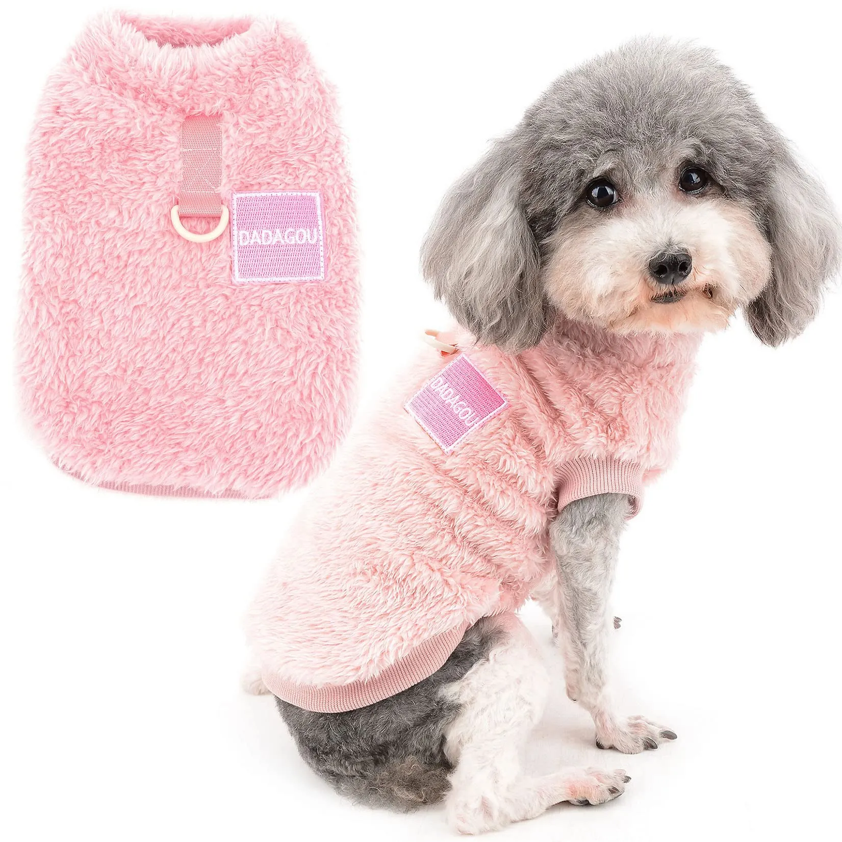Zunea Cappotto Invernale in Pile per Cani di Piccola Taglia e Gatti, Rosa, XL - immagine 1