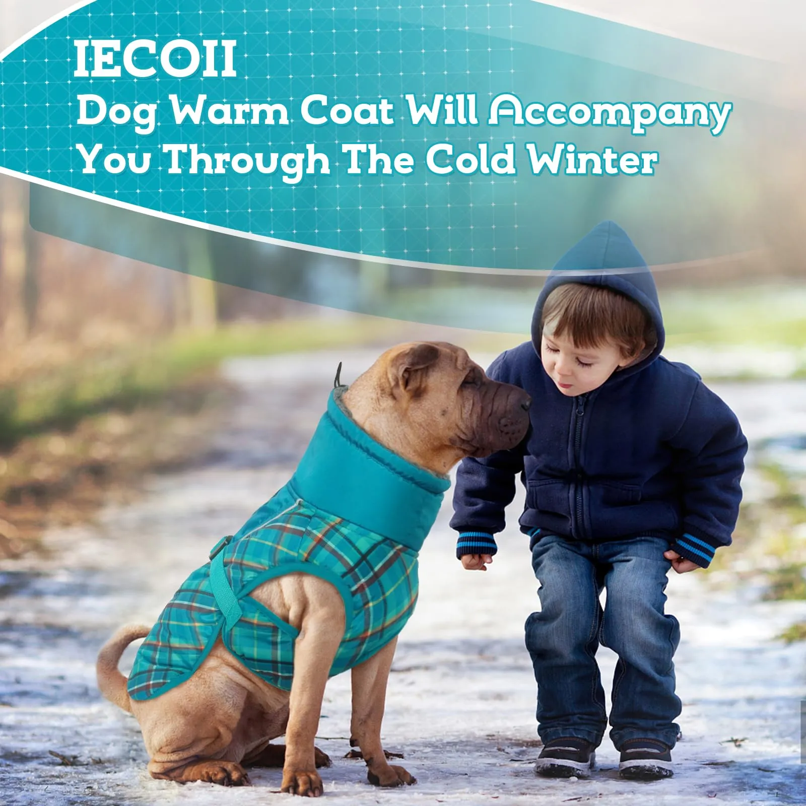 IECOii Cappotto Invernale per Cani Impermeabile e Antivento, Tartan Verde, Taglia L - immagine 6