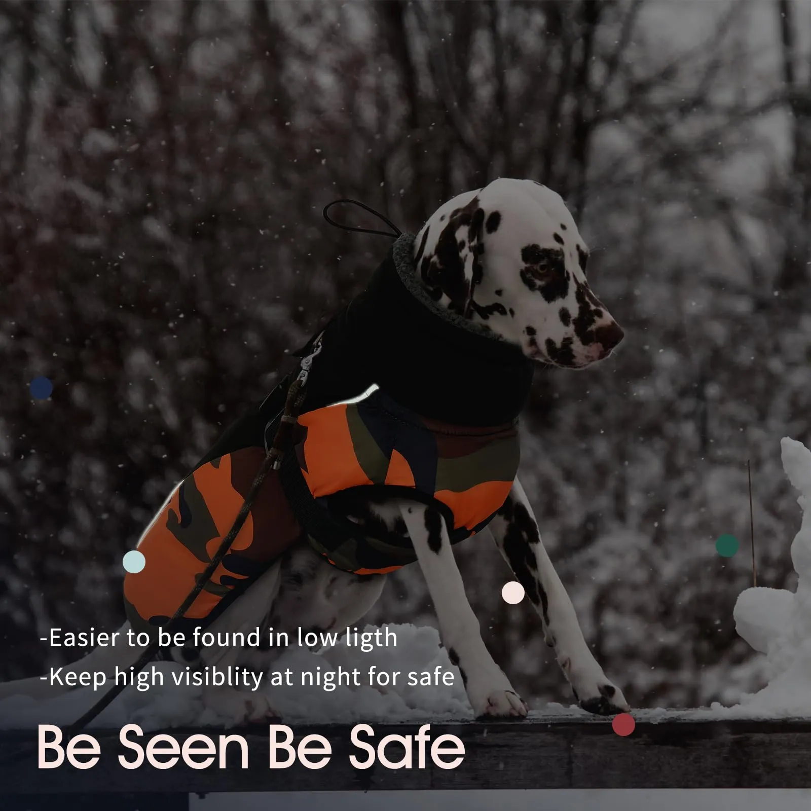 IECOii Cappotto Invernale Impermeabile e Antivento per Cani, Giacca Termica Riflettente con Foro per Guinzaglio, Taglia XL, Camuffamento Arancione - immagine 5