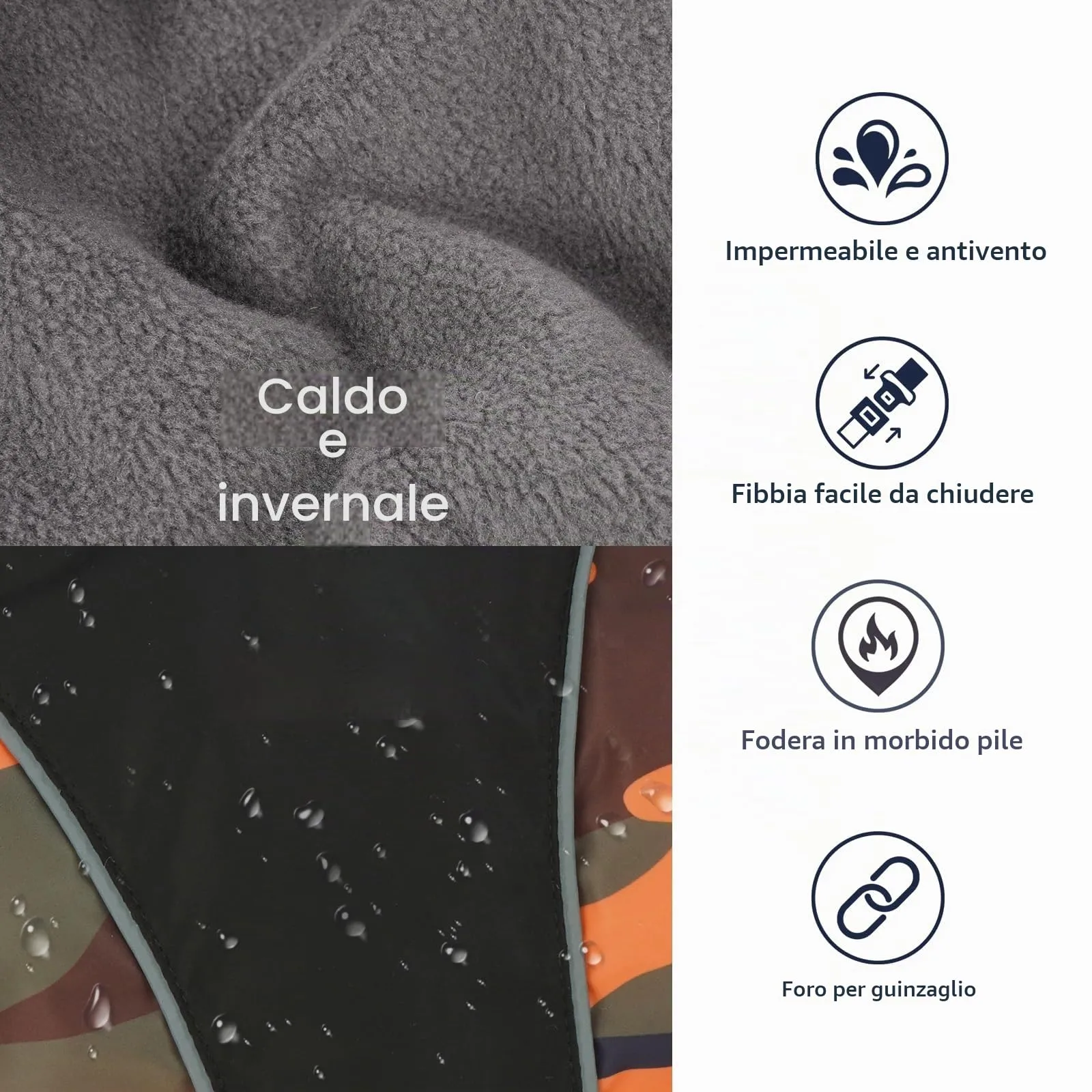 IECOii Cappotto Impermeabile e Antivento per Cani, Giacca Invernale Termica con Pile di Corallo, Taglia S - immagine 4