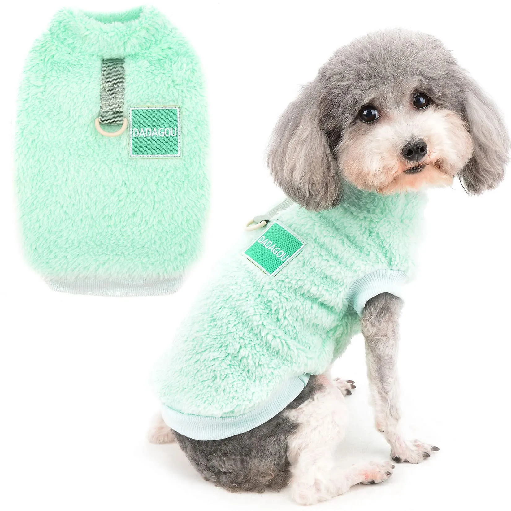 Zunea Cappotto Invernale in Pile per Cani di Piccola Taglia e Gatti, Verde, XL - immagine 1