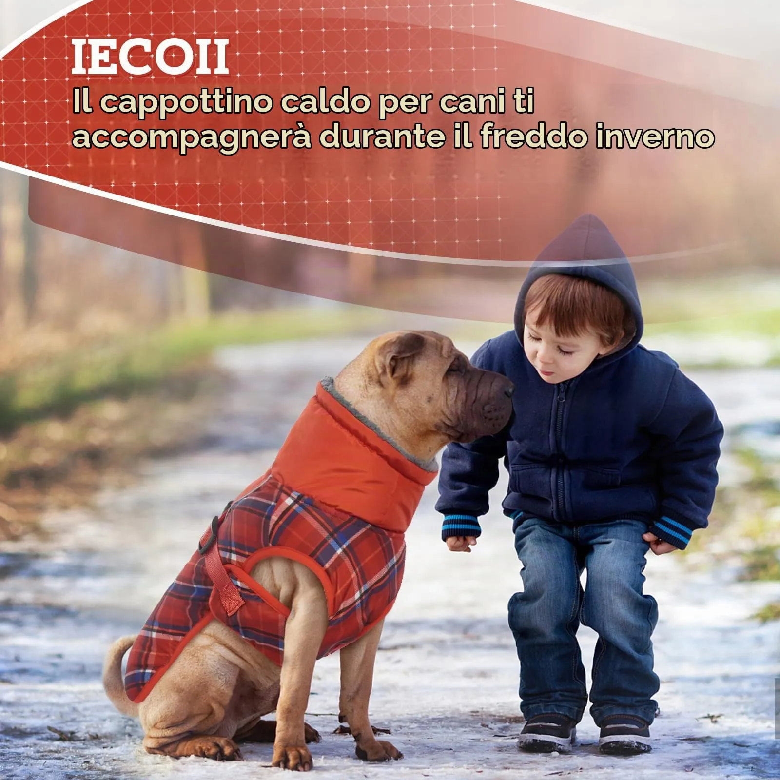 IECOii Cappotto invernale per cani impermeabile e antivento, taglia XXL, Tartan Rosso - immagine 6