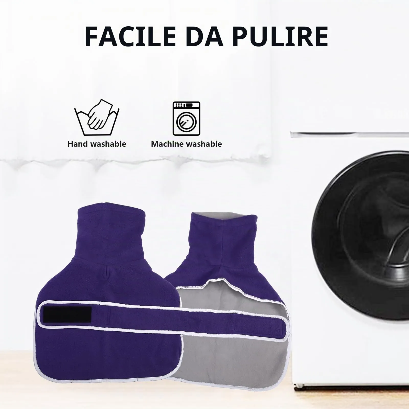 Geyecete Cappotto Invernale in Pile per Cani e Bassotti con Foro per Imbracatura, Viola, M - immagine 7