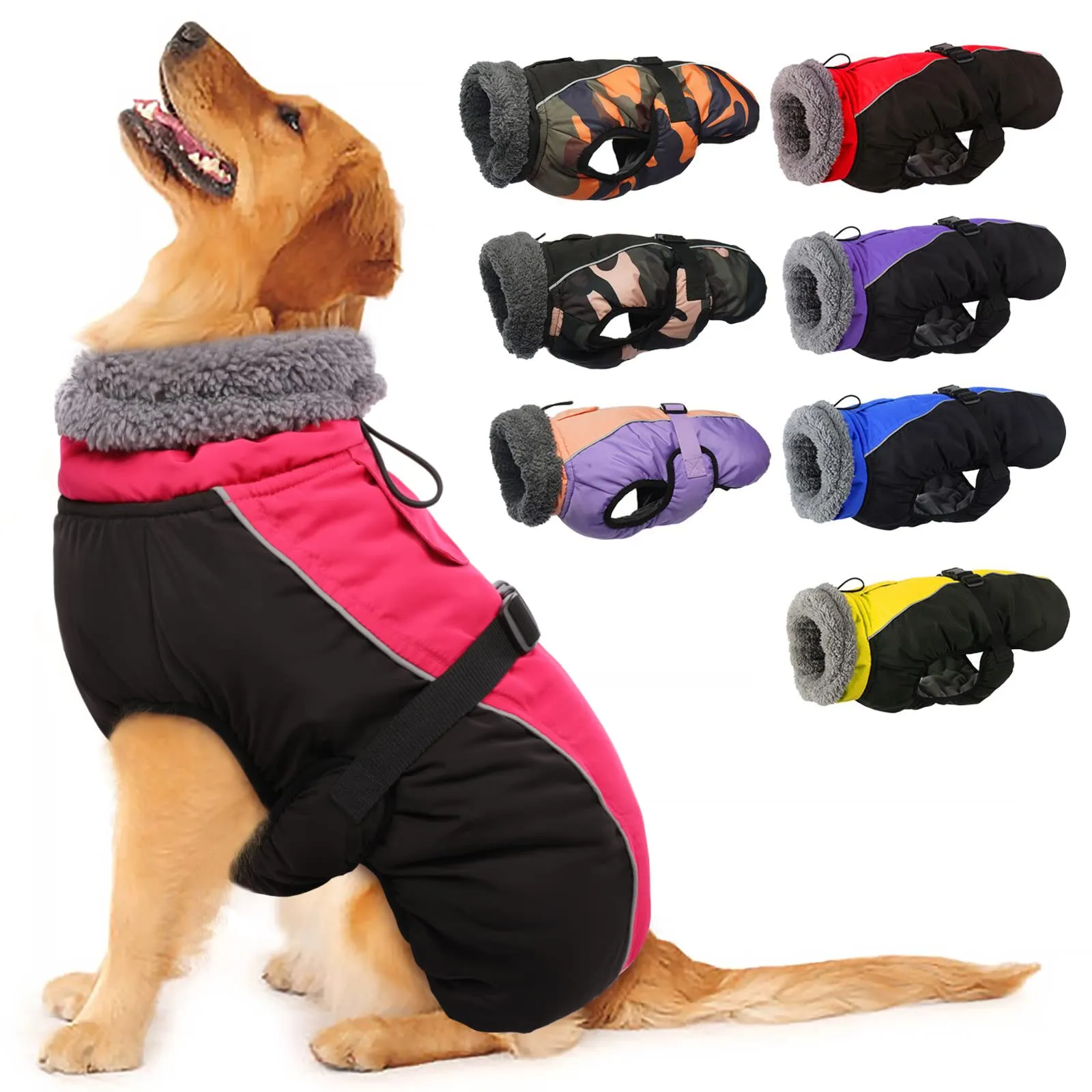 IECOii Cappotto invernale per cani impermeabile e antivento, Giacca termica con pile di corallo, Taglia S - immagine 1