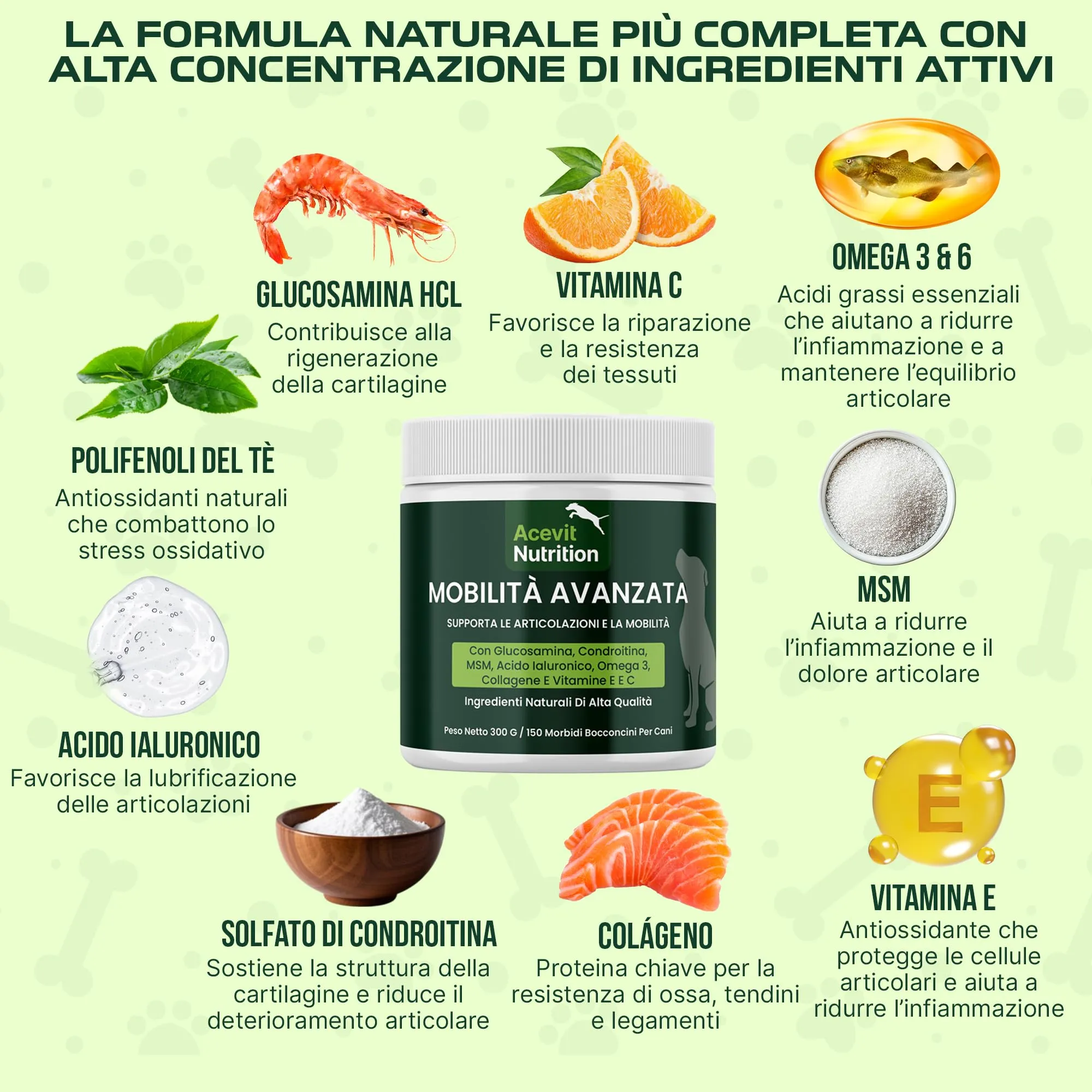 Acevit Nutrition Integratore Articolazioni Cane, Condroprotettore con Glucosamina, Condroitina, MSM, Acido Ialuronico e Collagene, 150 Bocconcini - immagine 3