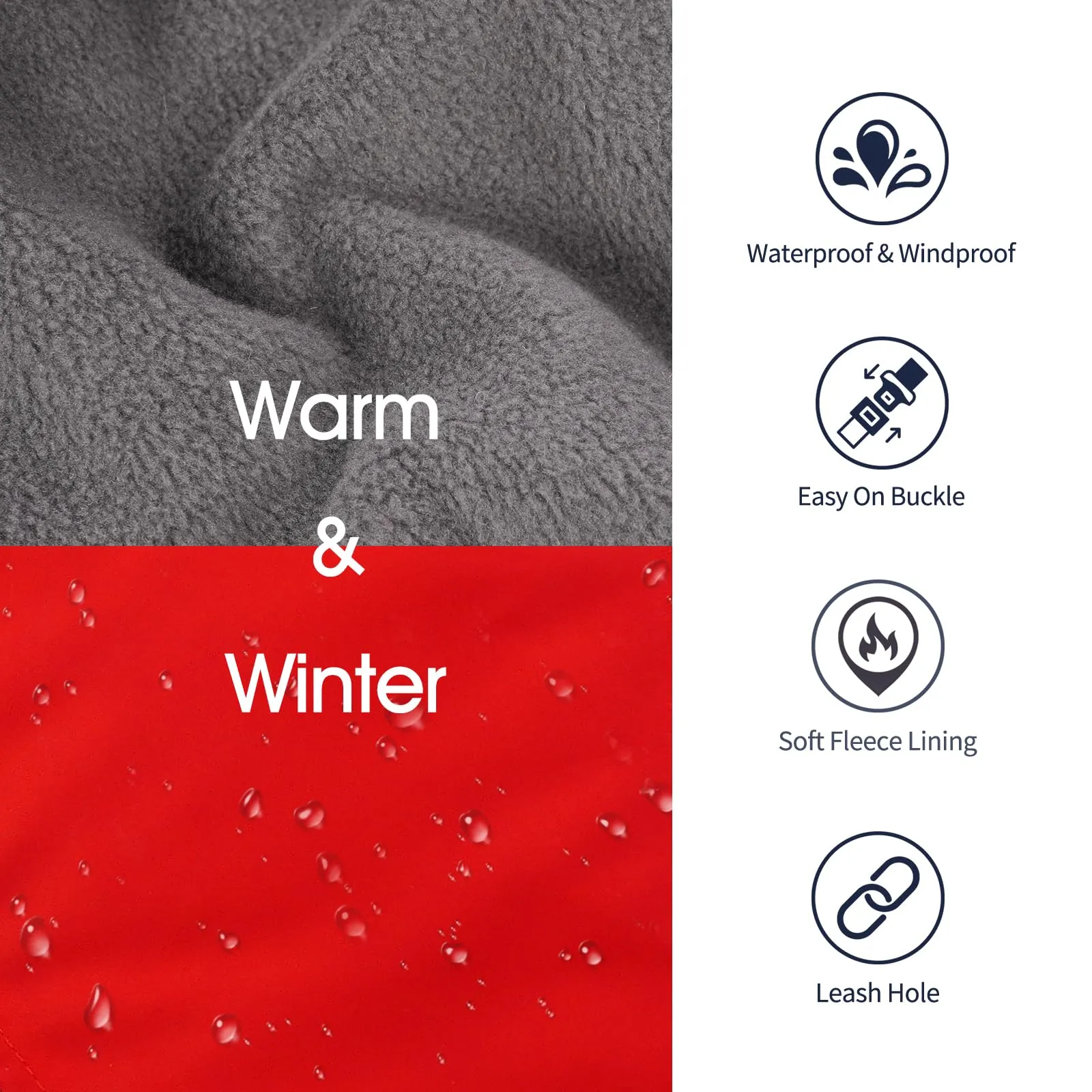 IECOii Cappotto Invernale per Cani Riflettente Impermeabile con Pile e Collo a Tartaruga, Rosso, XXXX-Large - immagine 4