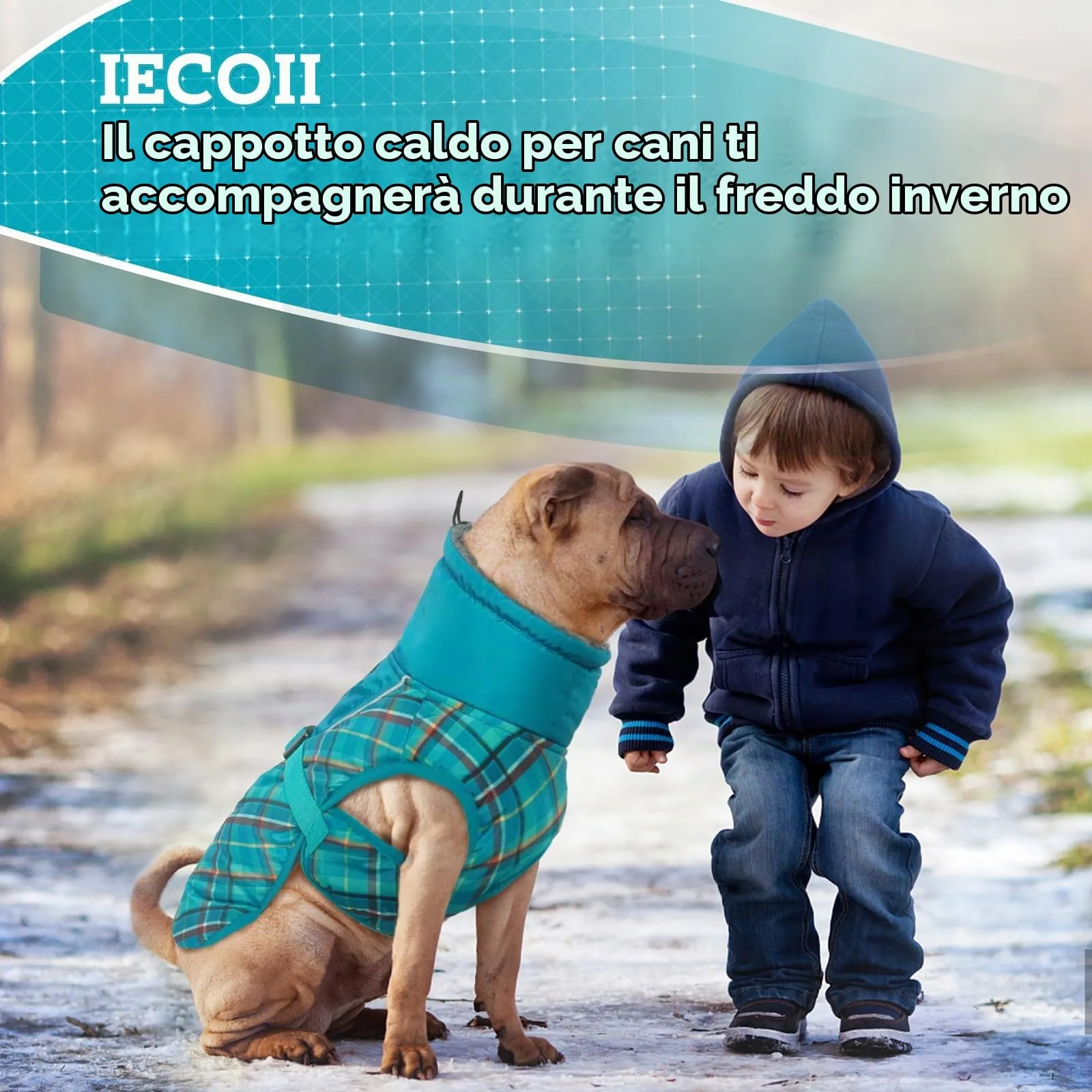 IECOii Cappotto Invernale per Cani Impermeabile e Antivento, Taglia S, Tartan Verde - immagine 6