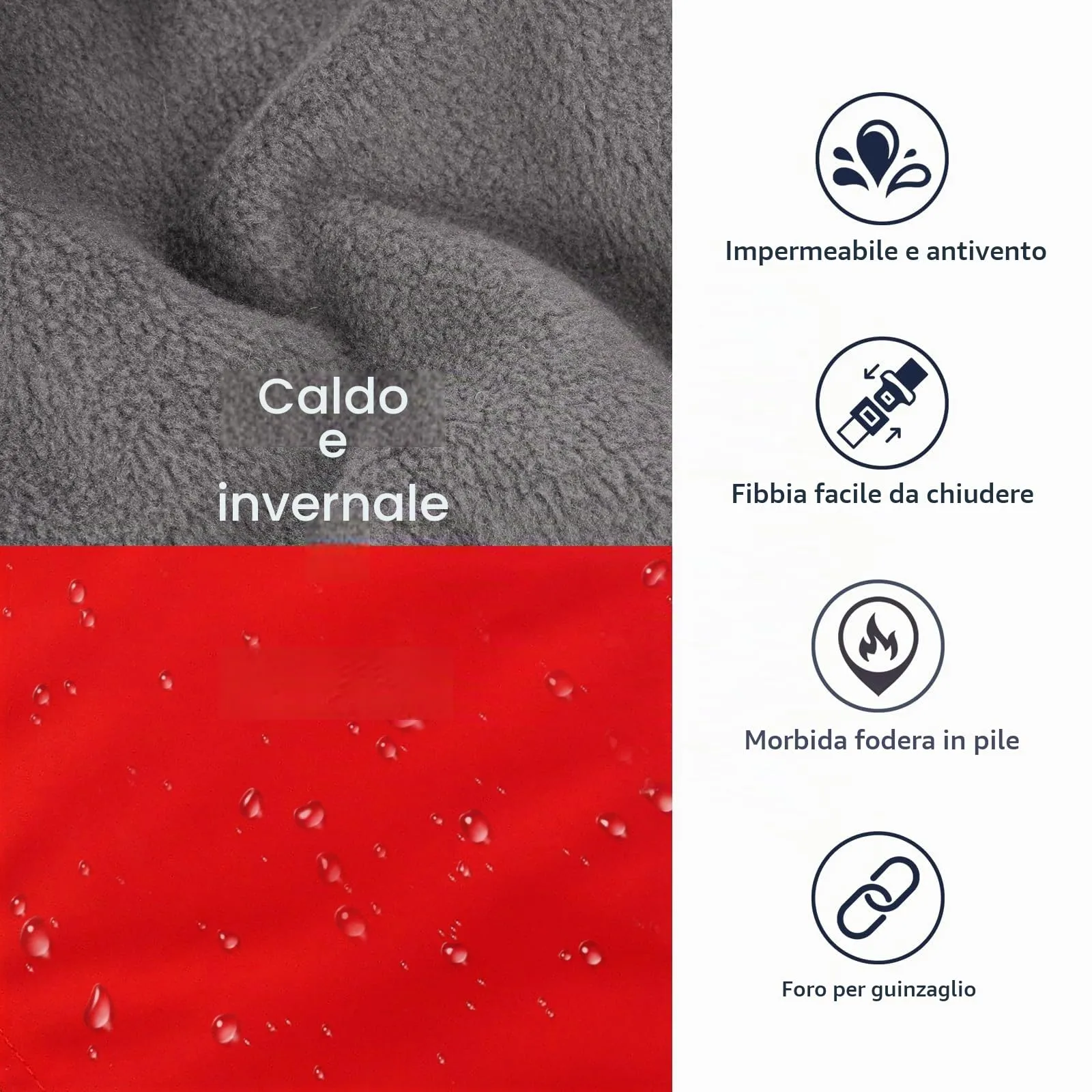 IECOii Cappotto Invernale per Cani Impermeabile e Antivento, Giacca Termica con Riflettente e Foro per Guinzaglio, Taglia S - immagine 4
