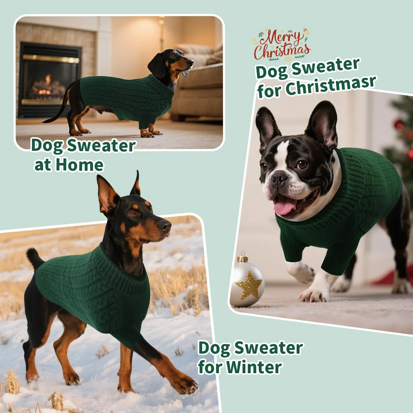 ASENKU Maglione per Cane, Taglia XS, Verde - immagine 7