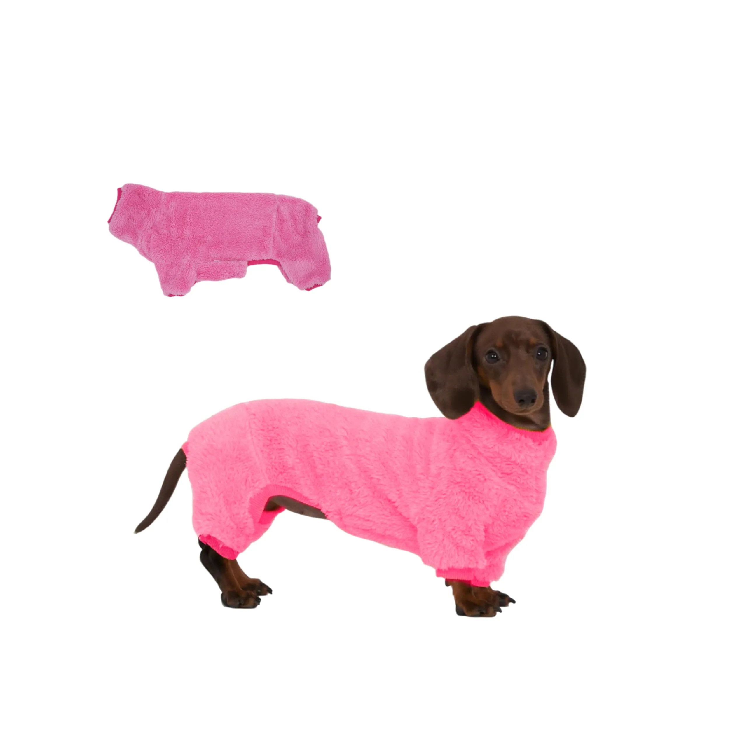 ESCCBOO Tuta in pile dolcevita per cani bassotto, rosa, M - immagine 1