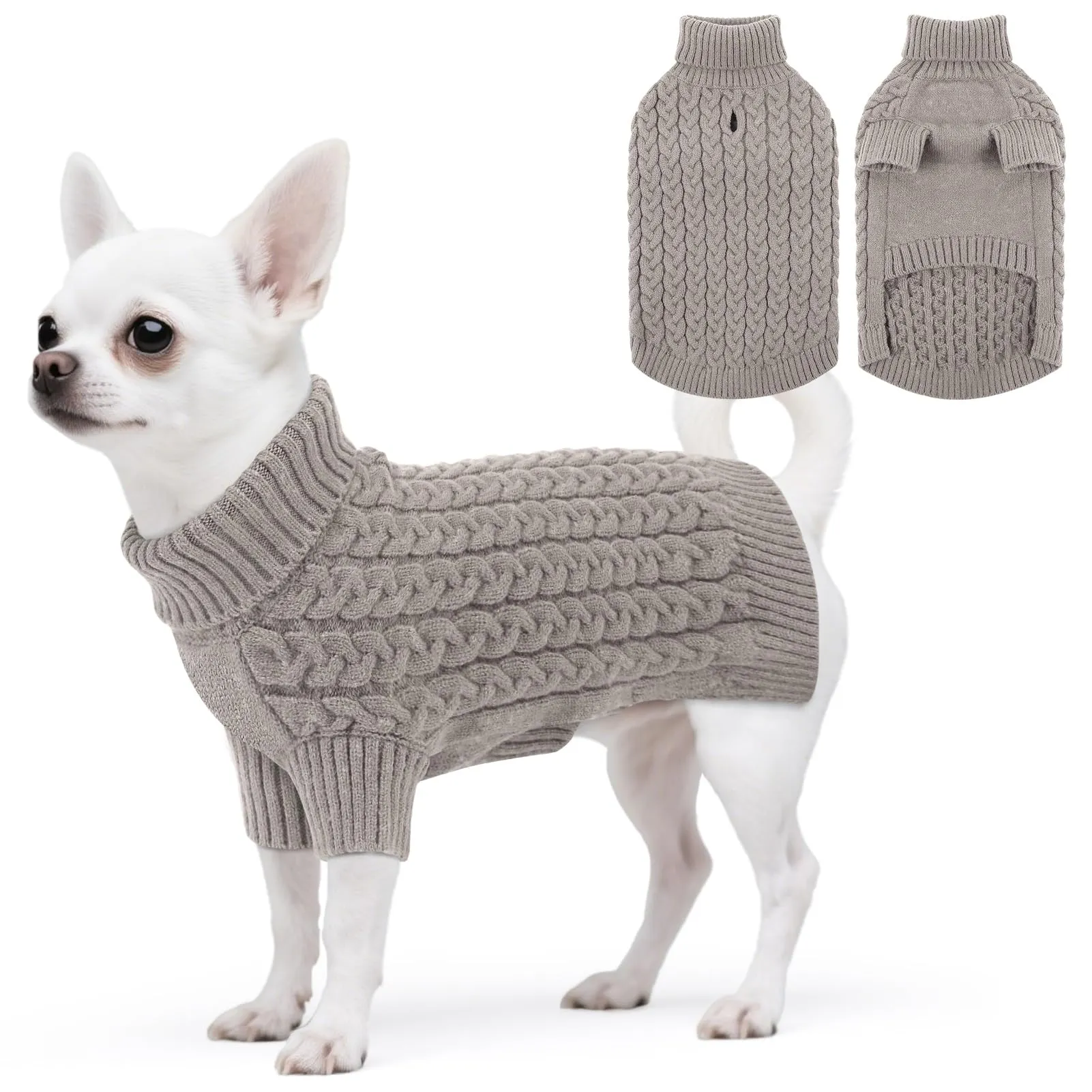 ASENKU Maglione per Cane XS, Tinta Unita, Grigio - immagine 1