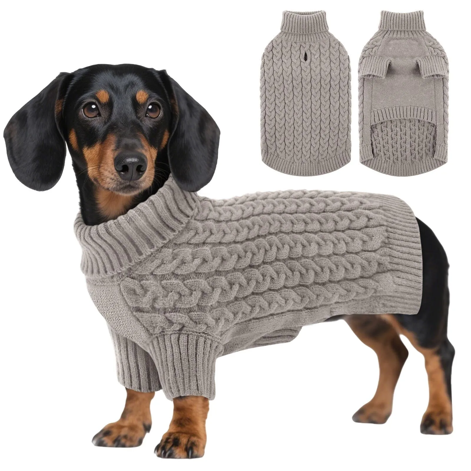 ASENKU Maglione in Maglia Invernale a Collo Alto per Cani, Taglia M - immagine 1