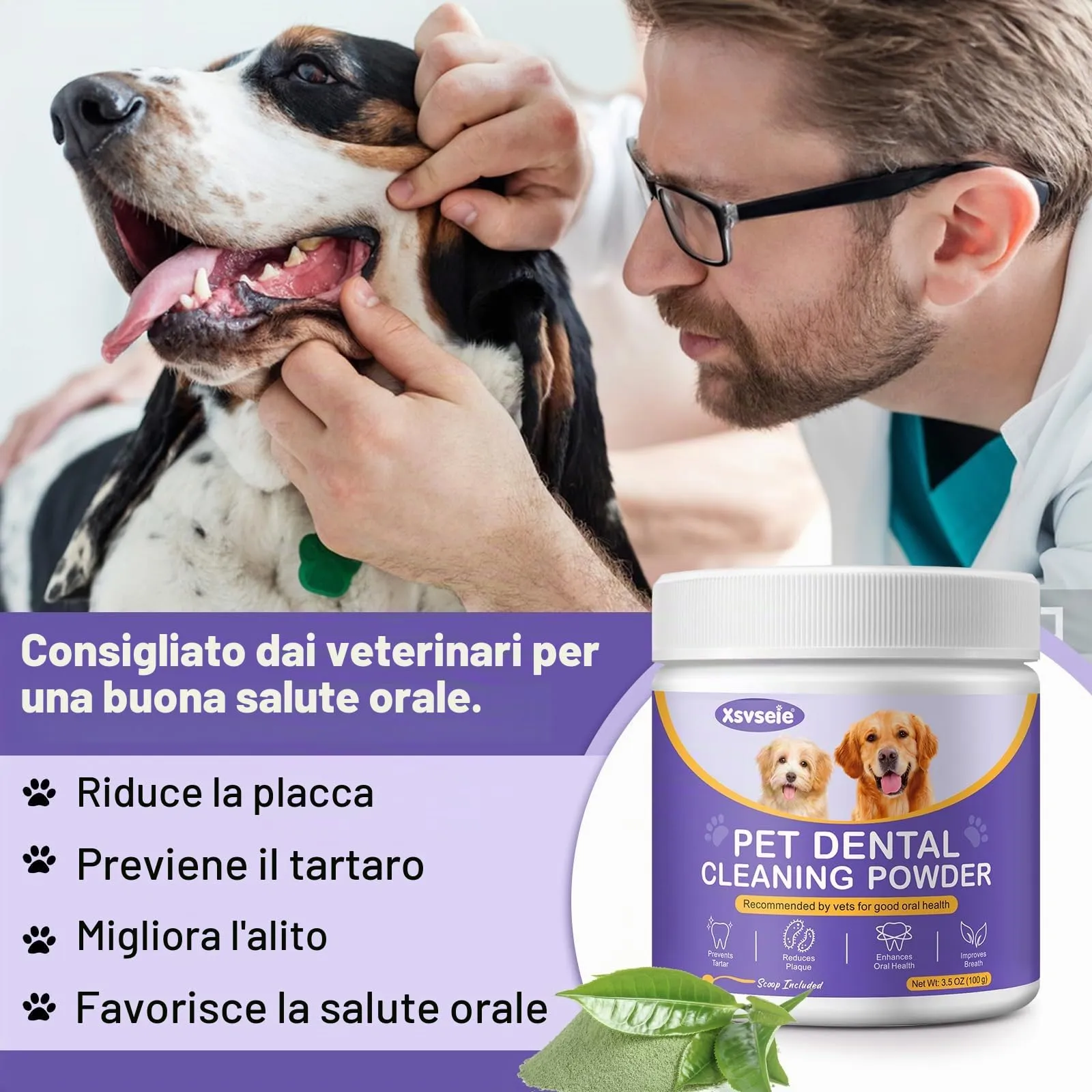 CLFJLXYX Pulizia Denti Powder per Cani e Gatti, Rimozione Tartaro e Placca, 100 g - immagine 2