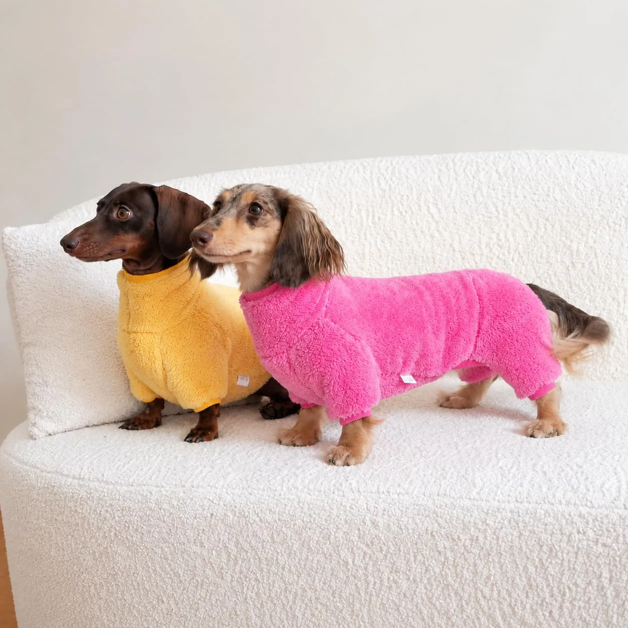 ESCCBOO Tuta in pile dolcevita per cani bassotto, Rosa fluo, S - immagine 2