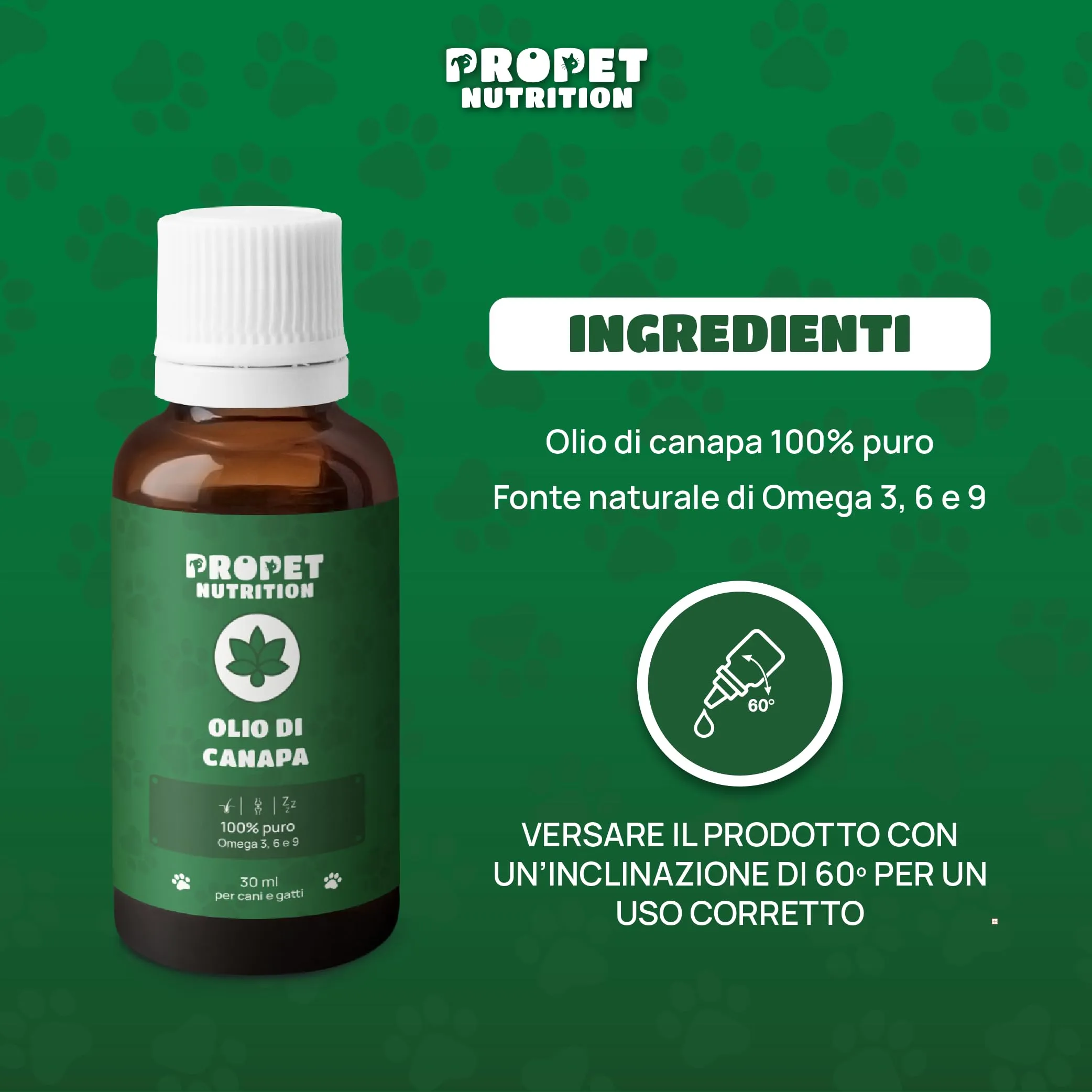 Propet Nutrition Olio di Canapa per Cani e Gatti, 700 Gocce, 20000 mg Acidi Grassi Insaturi, Omega 3 6 9 - immagine 3