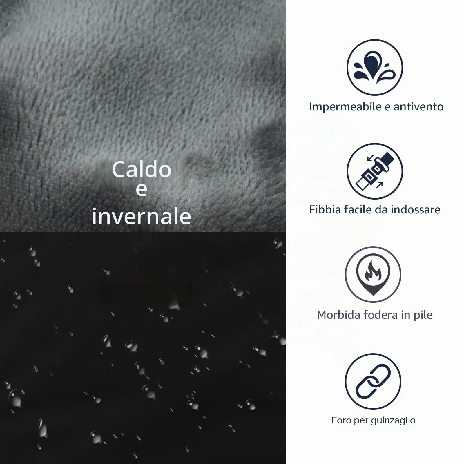 IECOii Giacca per cani invernale impermeabile e riflettente con collo alto in pile - immagine 4