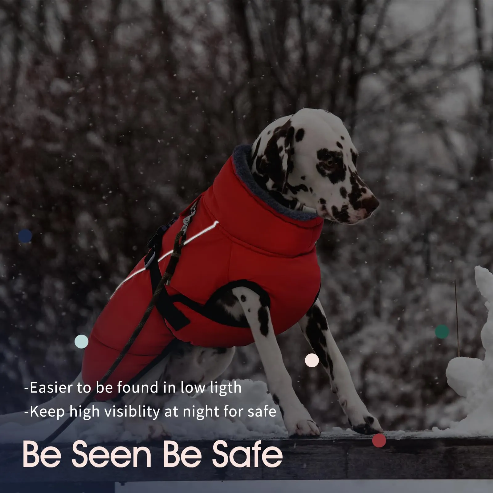 IECOii Giacca in Pile Riflettente per Cani, Impermeabile e Antivento, Rosso Puro, Taglia Media - immagine 5