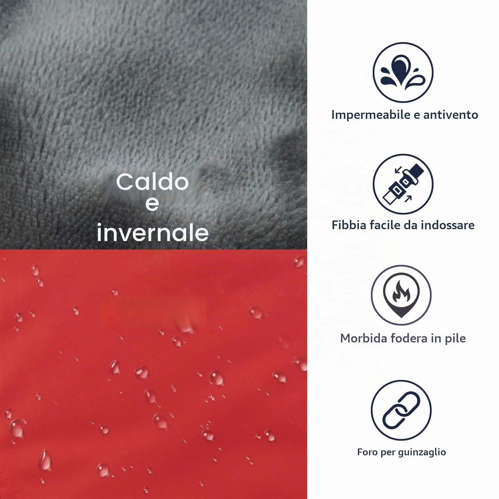 IECOii Cappotto Invernale per Cani Riflettente in Pile con Fibbia Regolabile e Foro per Guinzaglio - immagine 4