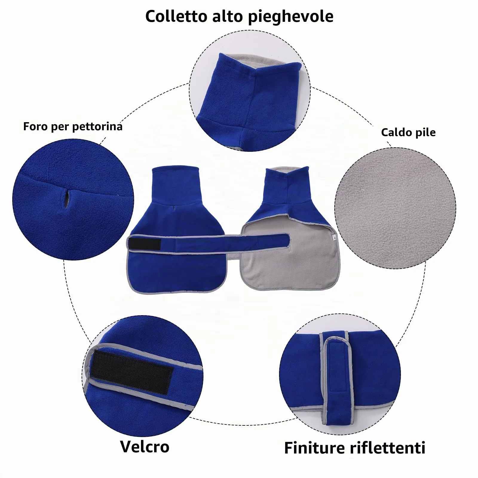 Geyecete Cappotto Invernale per Cani Bassotti con Fodera in Pile, Foro per Imbracatura, Blu, M - immagine 3