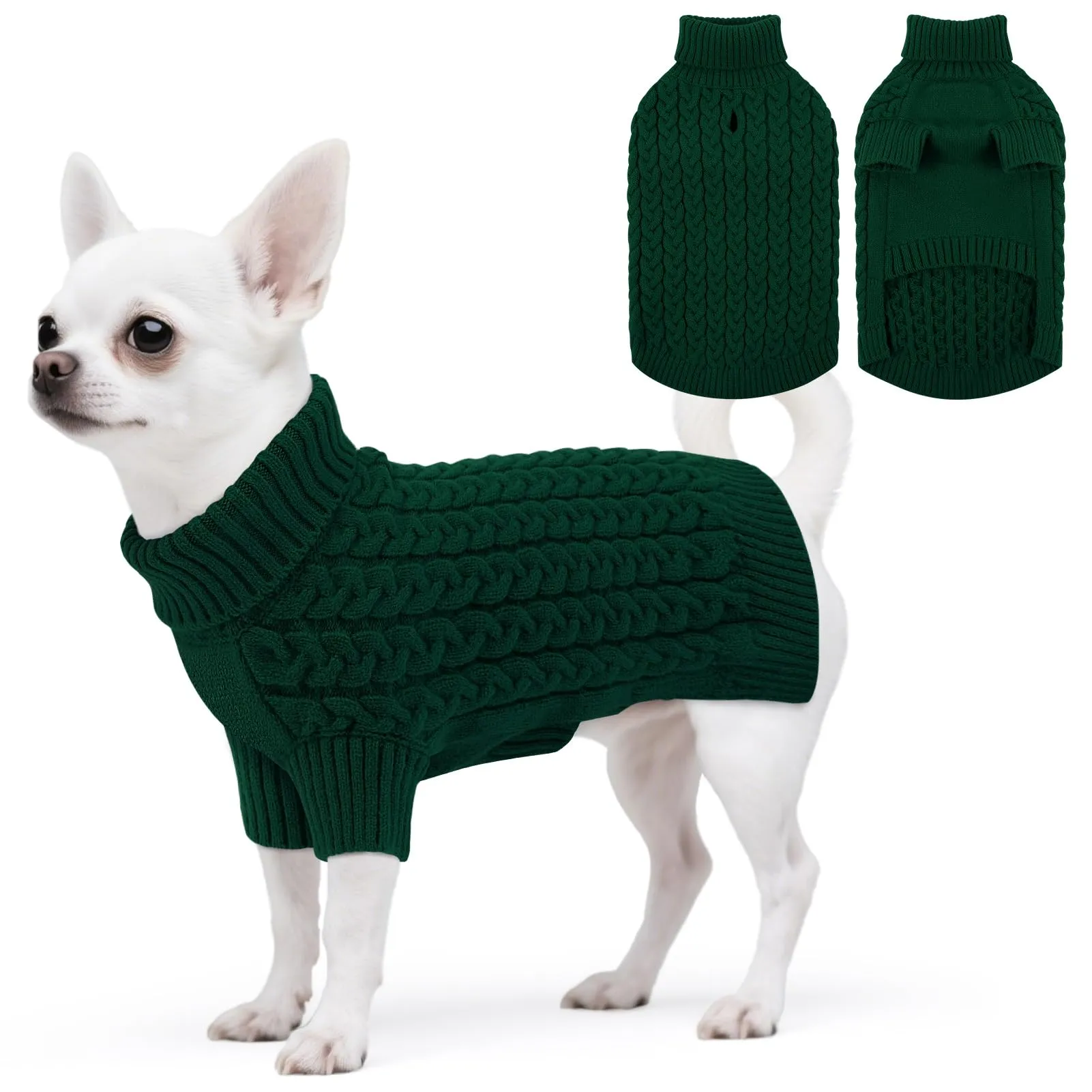 ASENKU Maglioncino per Cane, Taglia S, Verde, Tinta Unita - immagine 1