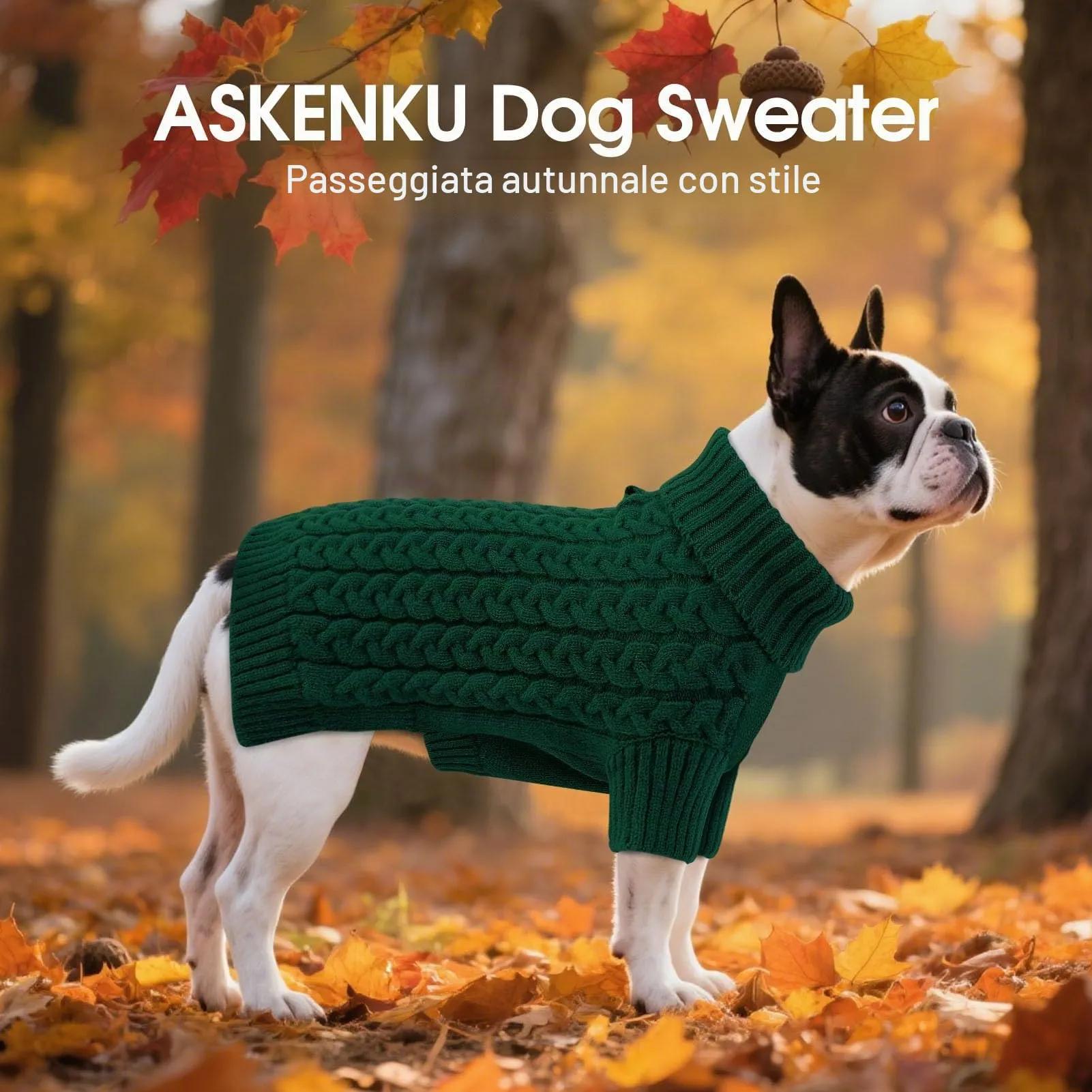 ASENKU Maglione per Cani Medi/Grandi, Taglia L, Verde - immagine 4
