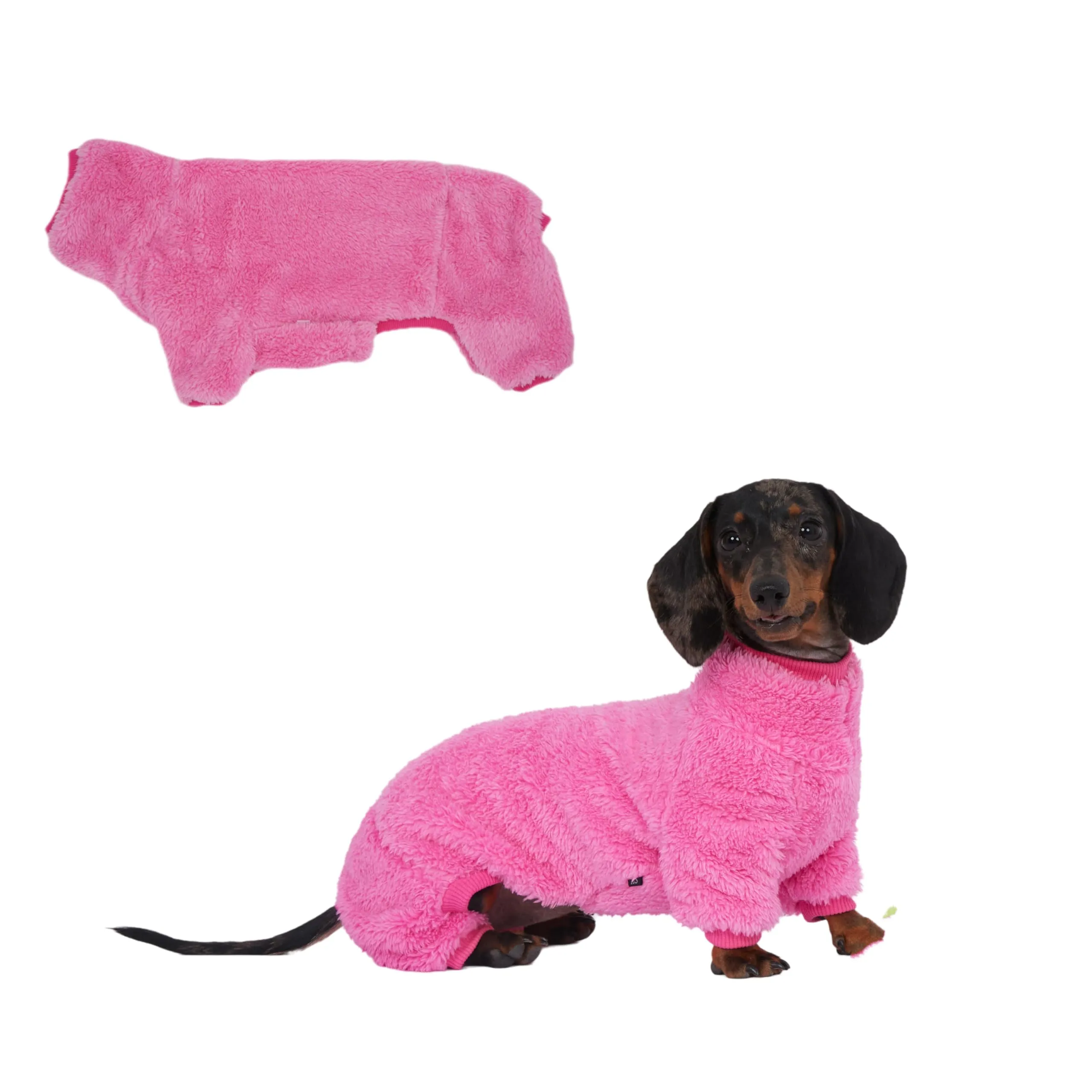 ESCCBOO Tuta in pile dolcevita per cani bassotto, rosa, XS - immagine 1