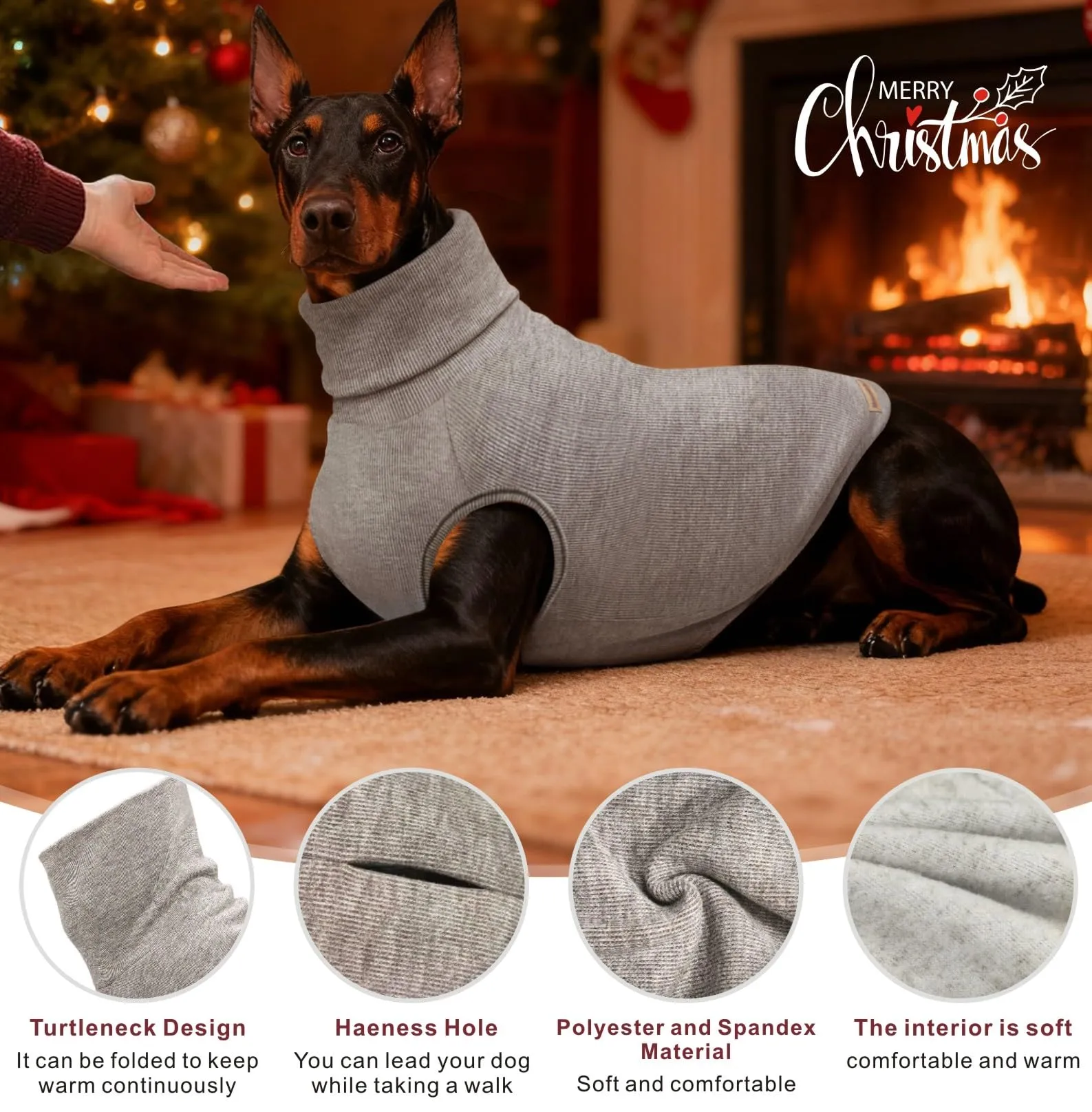 Mosucoirl Felpa con Cappuccio per Cani, Maglione Caldo per Cani Piccoli e Medi, Khaki, XL - immagine 3