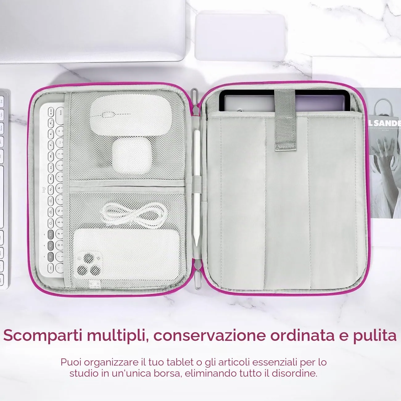 Dadanism Custodia Borsa Portatile per Tablet 13 Pollici, Fucsia - immagine 4