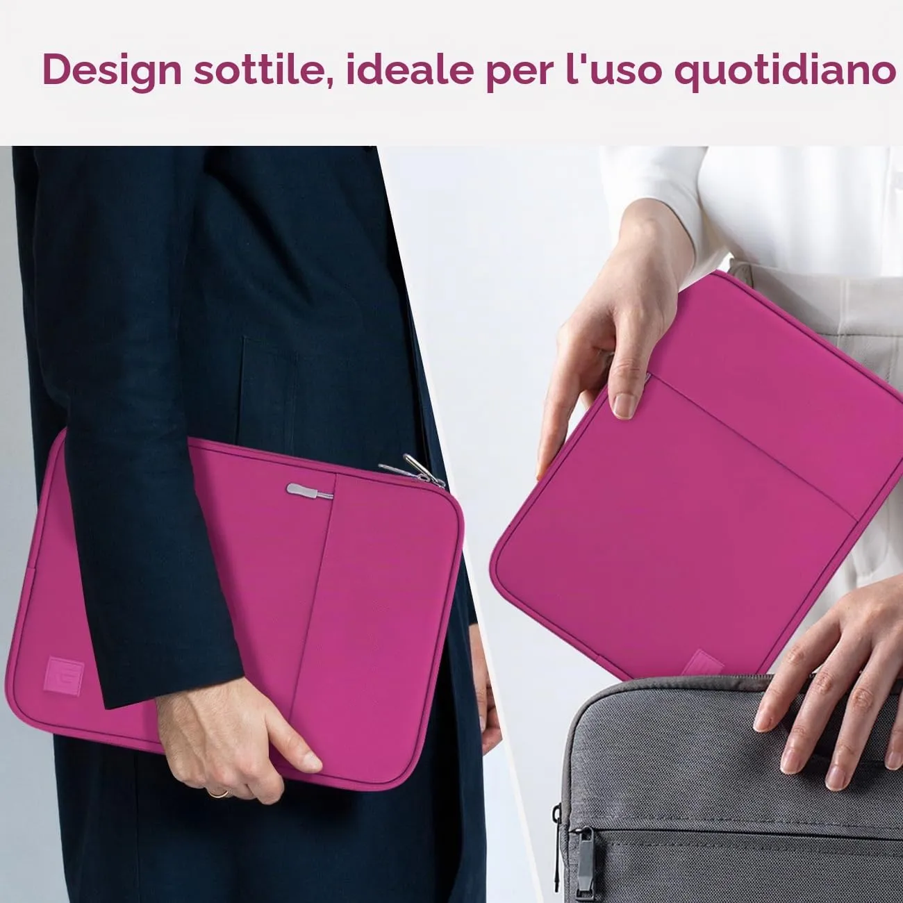 Dadanism Custodia Borsa Portatile per Tablet 13 Pollici, Fucsia - immagine 7