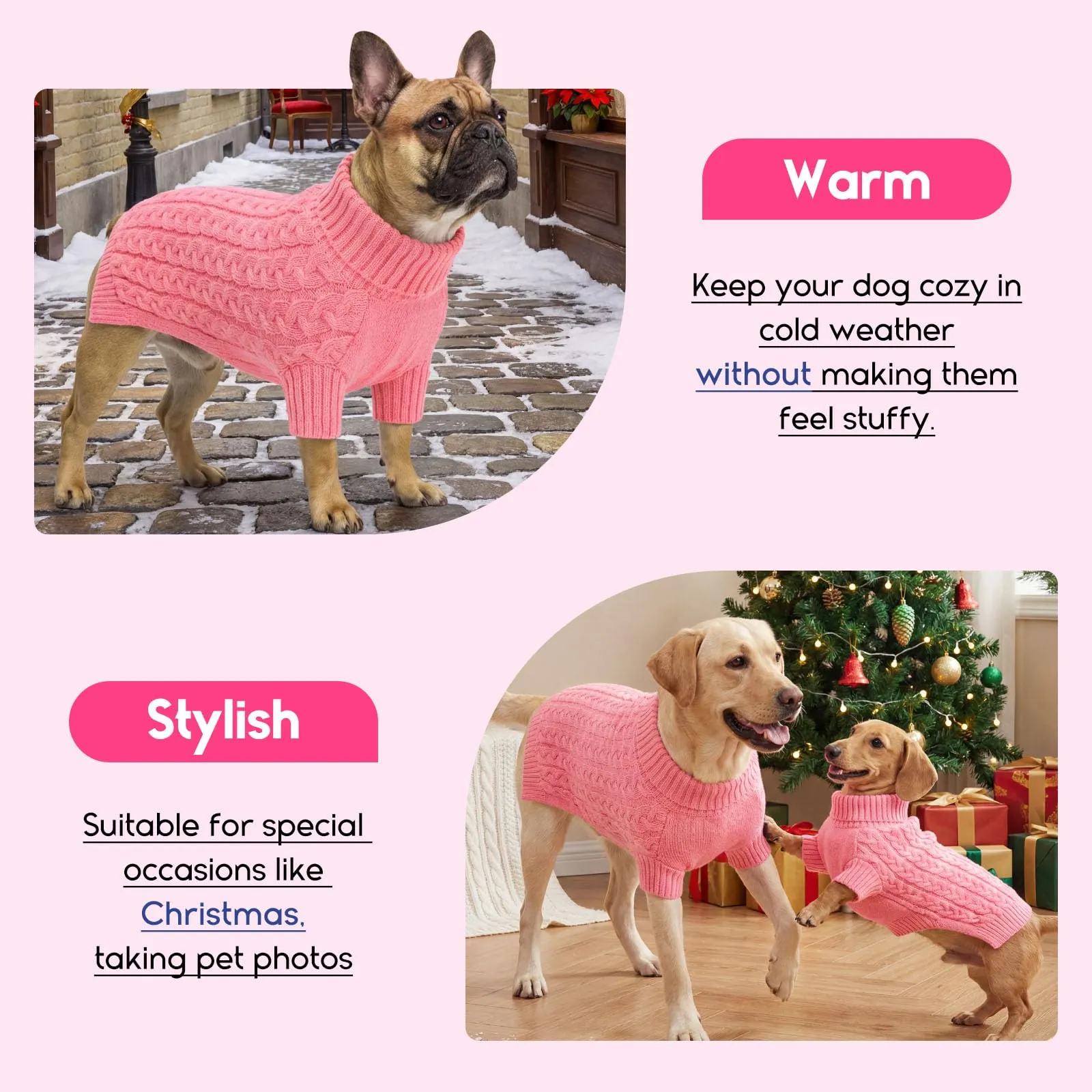 ASENKU Maglioncino per Cane, Taglia S, Rosa - immagine 8