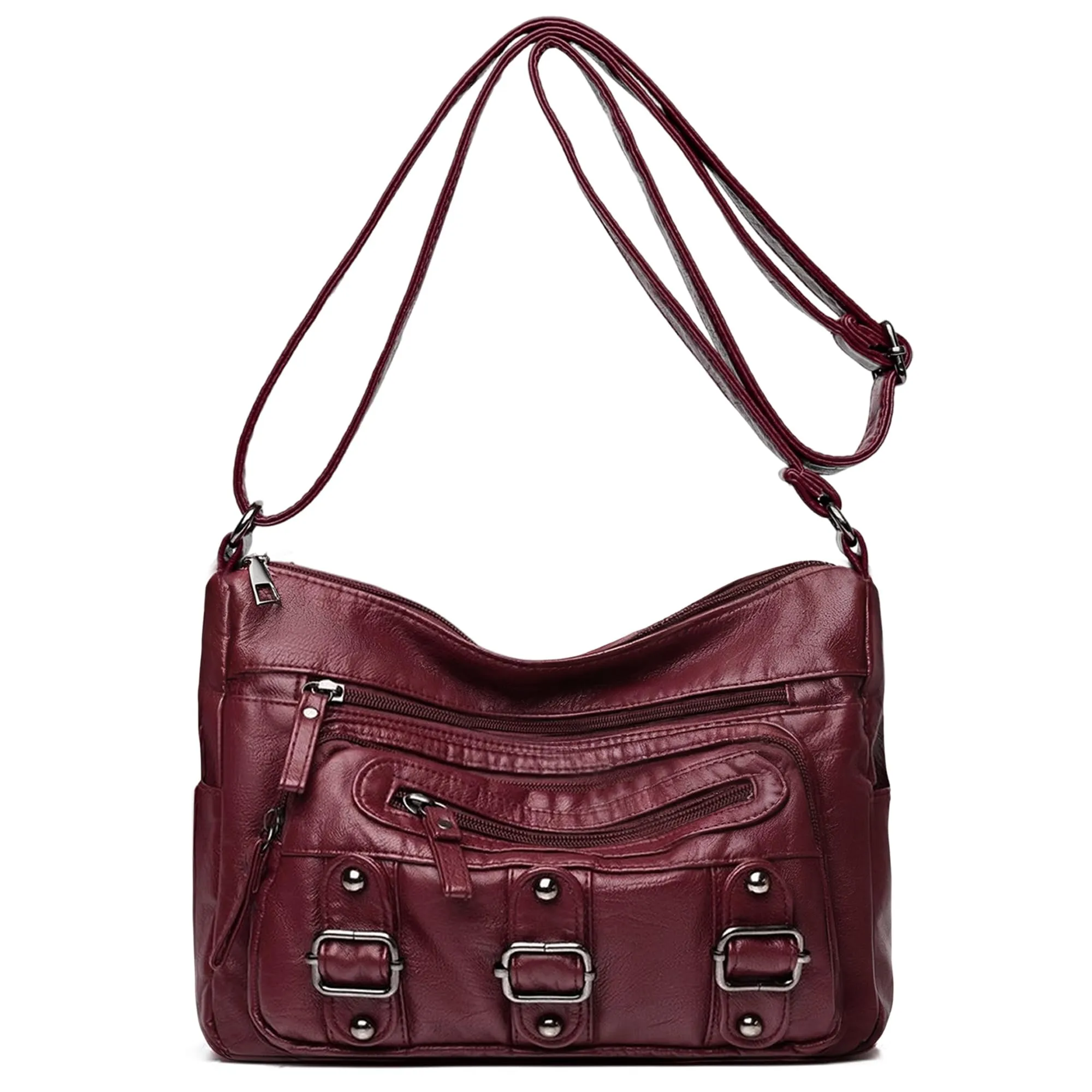 Mabecol Borsa Donna Tracolla PU Media Shopper Bordeaux - immagine 1