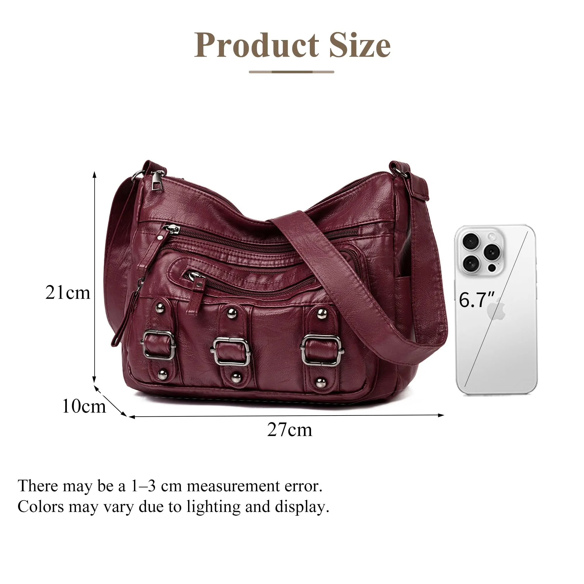Mabecol Borsa Donna Tracolla PU Media Shopper Bordeaux - immagine 3