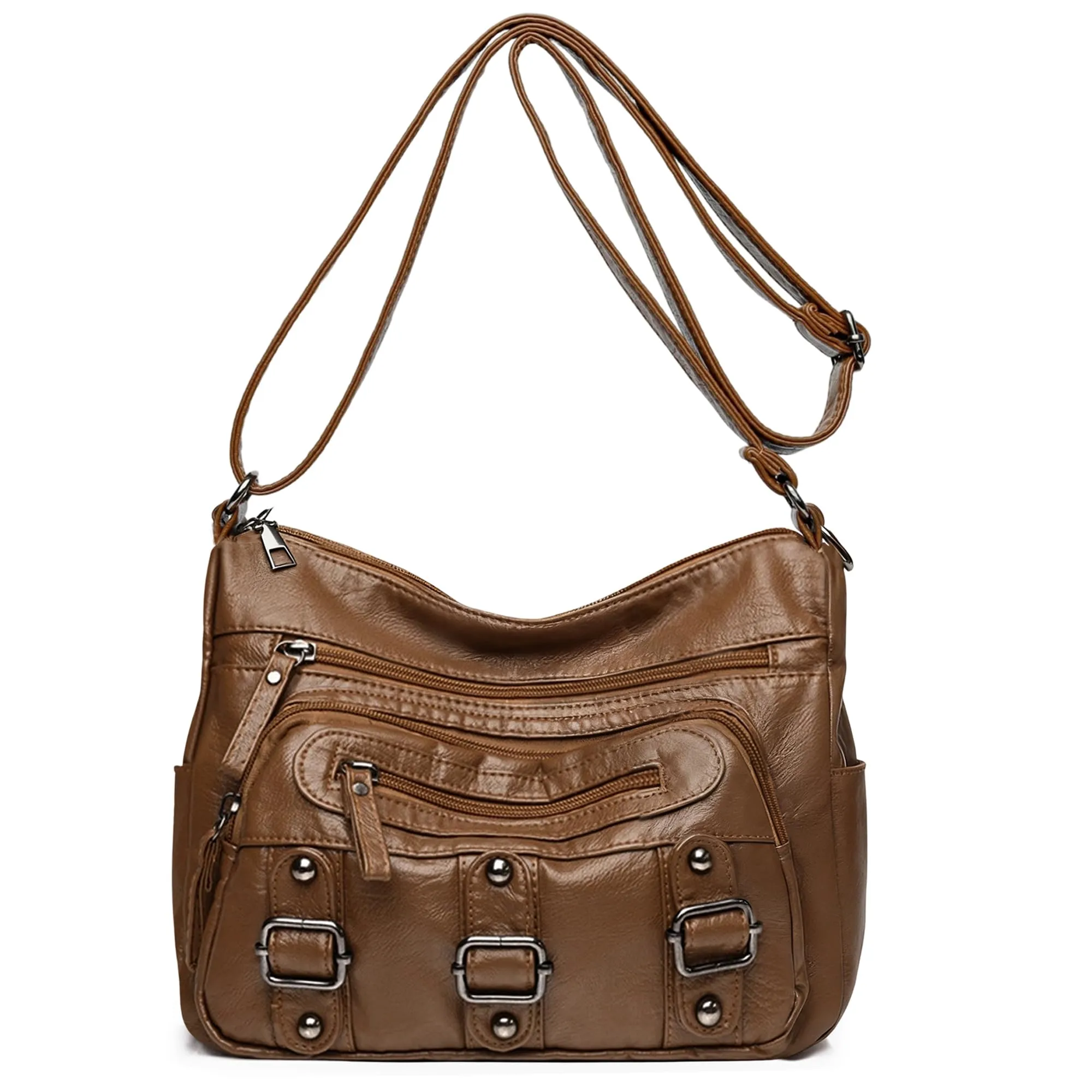 Mabecol Borsa Donna Tracolla PU Shopper Marrone - immagine 1