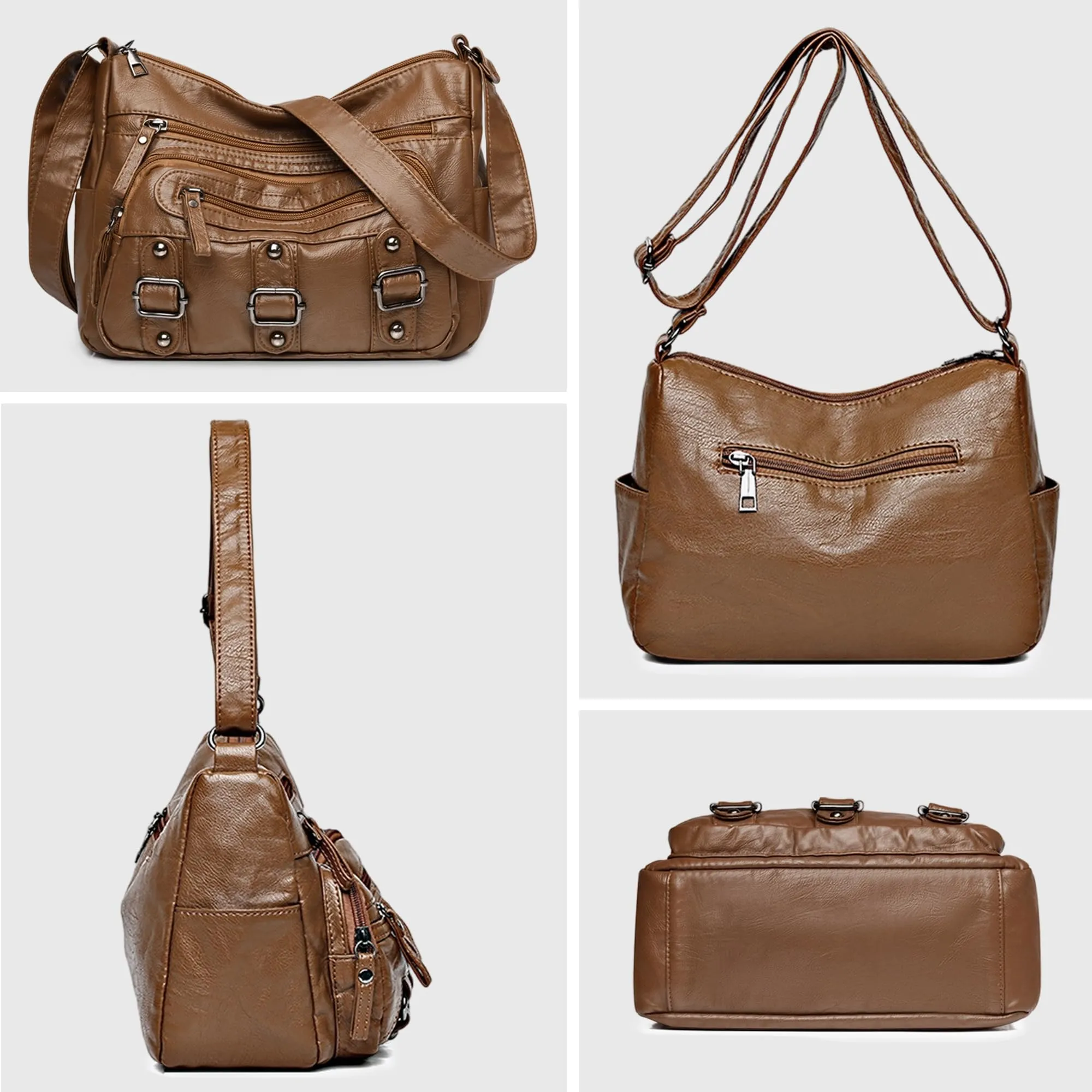 Mabecol Borsa Donna Tracolla PU Shopper Marrone - immagine 4