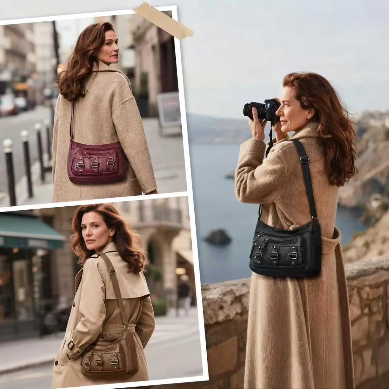 Mabecol Borsa Donna Tracolla PU Shopper Marrone - immagine 7