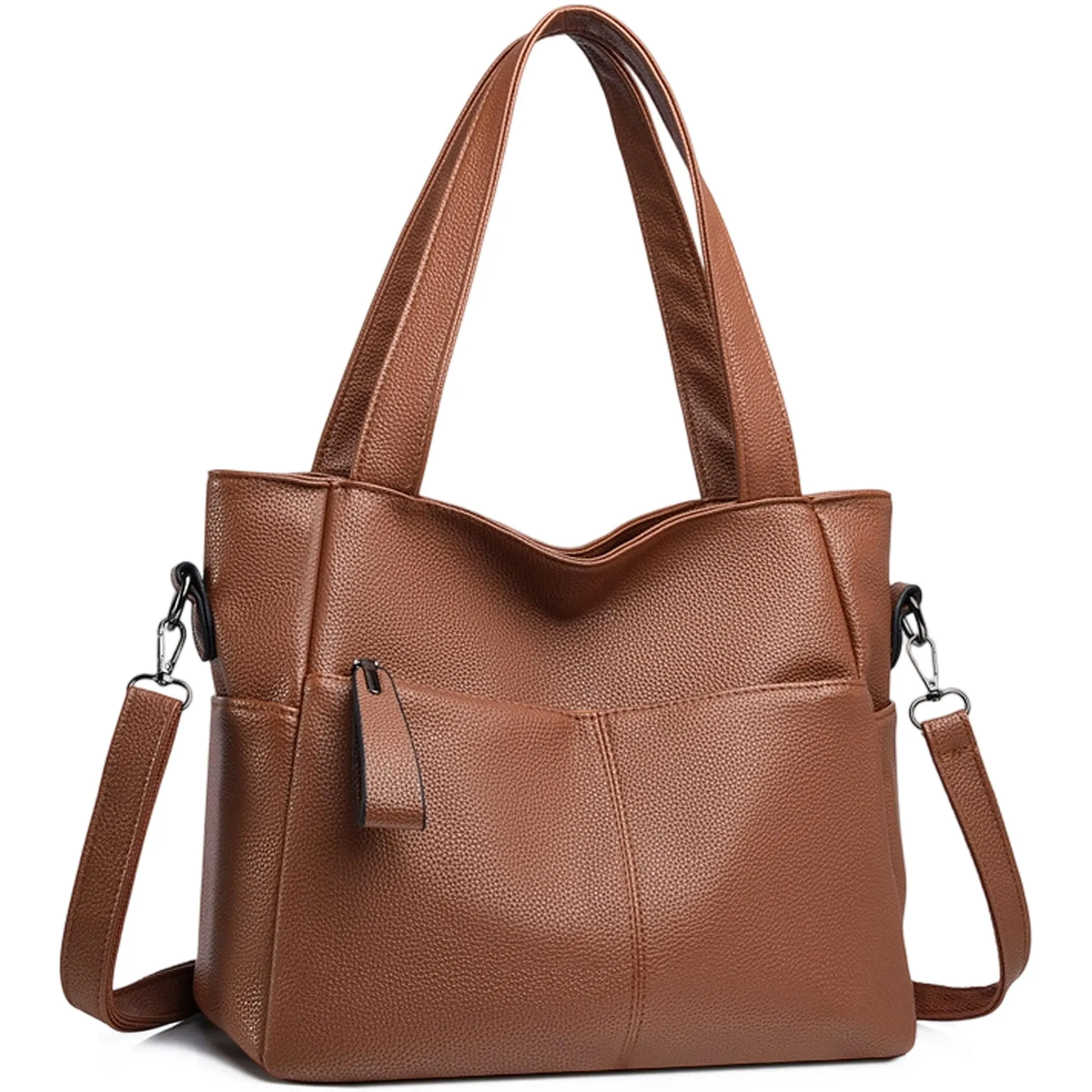 Mabecol Borsa Donna Media a Spalla, Mano e Tracolla Tote Shopper, Marrone - immagine 1