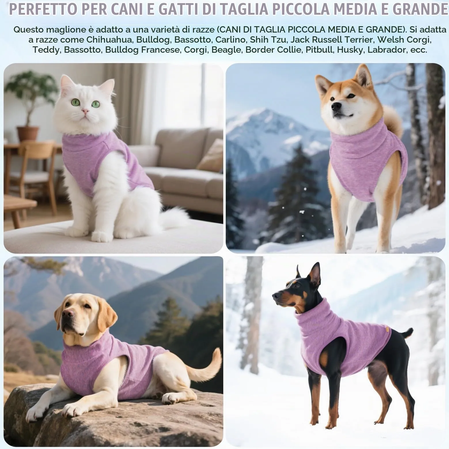 Mosucoirl Felpa con Cappuccio per Cani, Violetta, M - immagine 6