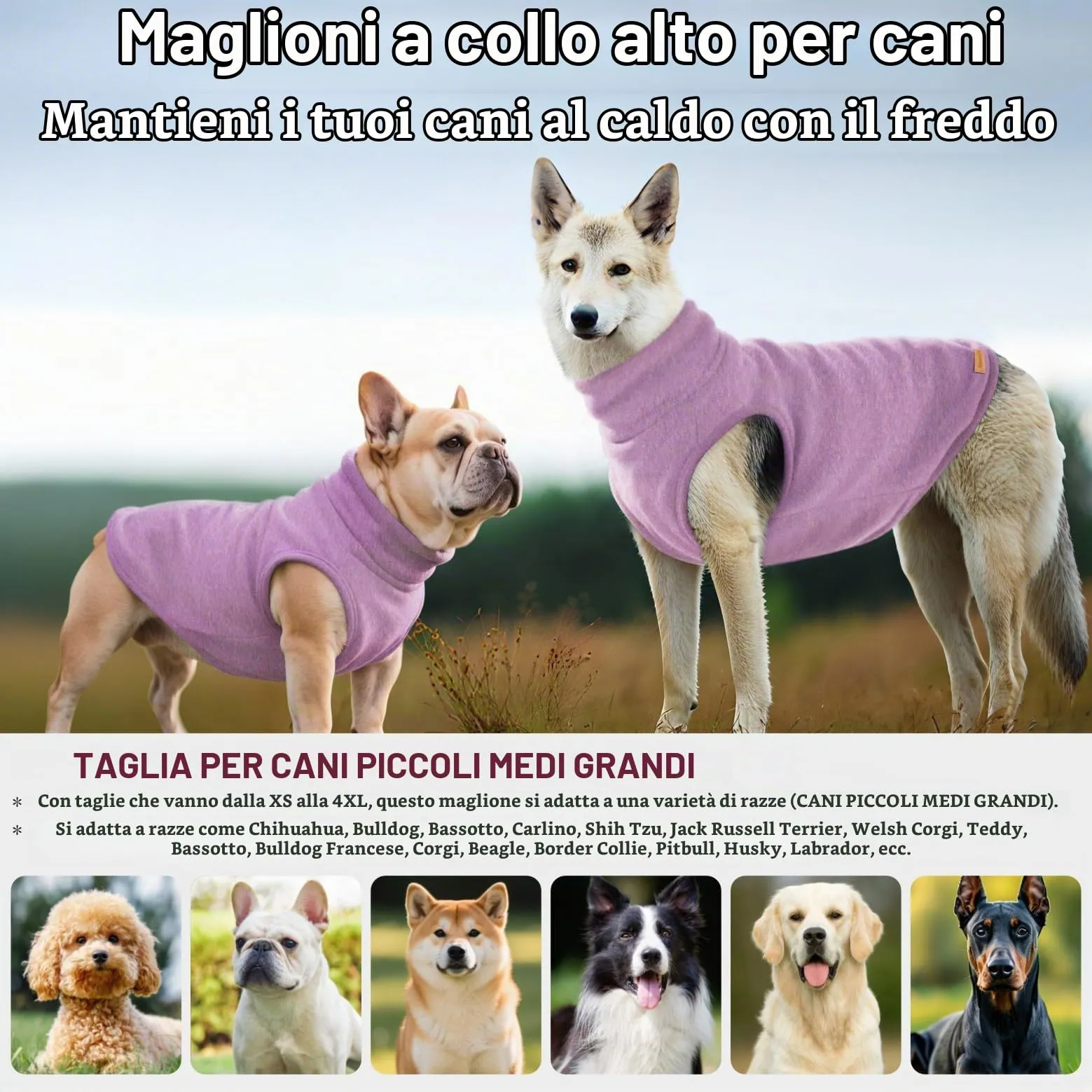 Mosucoirl Felpa con Cappuccio per Cani, Violetta, M - immagine 7
