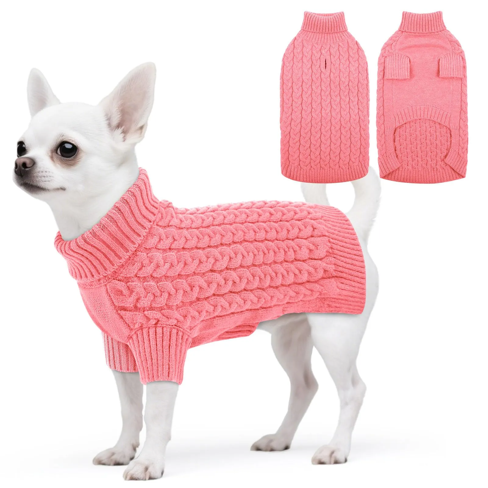 ASENKU Maglione per Cane, Taglia XS, Tinta Unita, Rosa - immagine 1