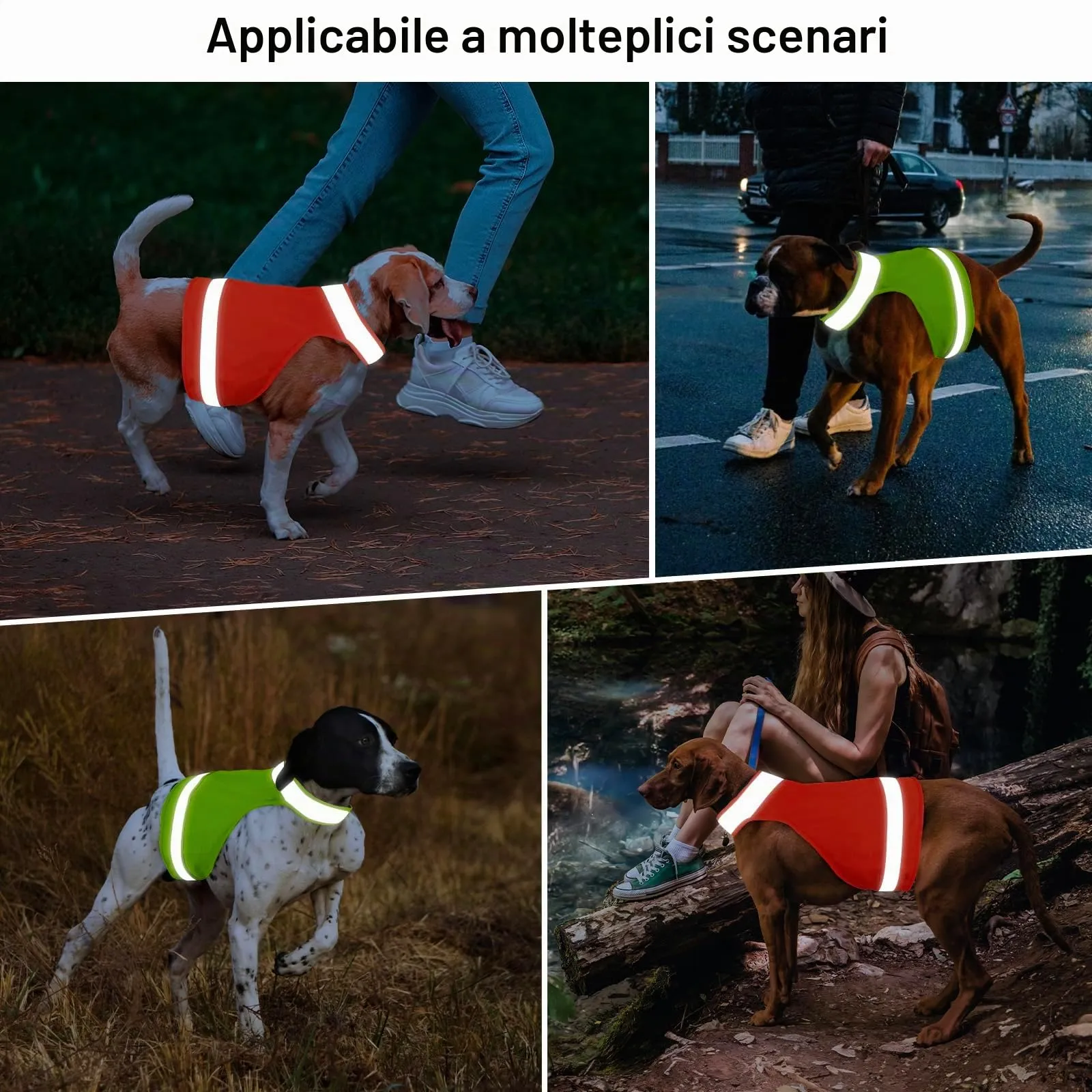 DQGHQME Set di 2 Gilet Catarifrangenti per Cani, Verde e Arancione, Taglia L - immagine 6