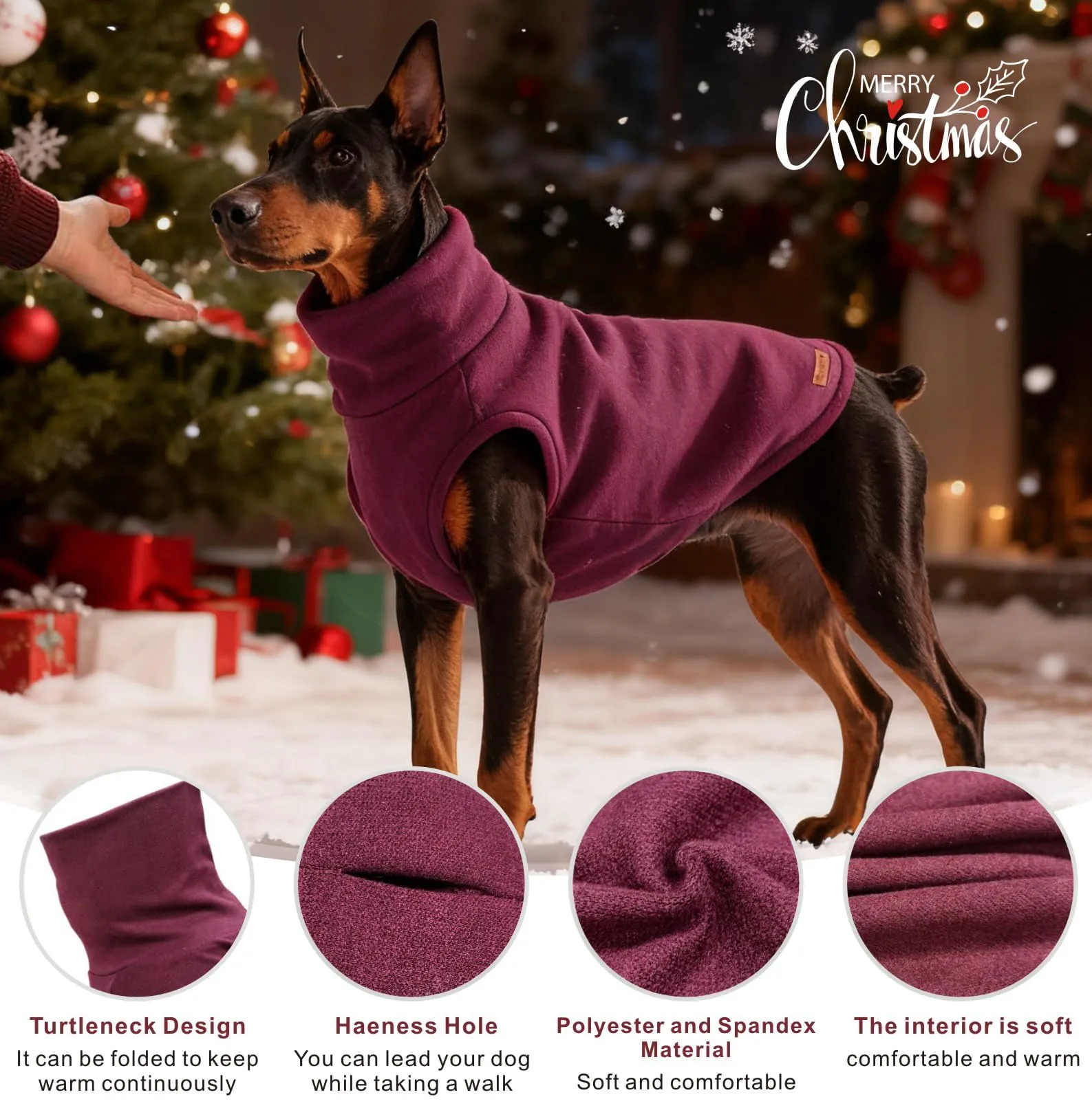 Mosucoirl Felpa con Cappuccio per Cani, Maglione Caldo per Cani Piccoli e Medi, Rosso, XL - immagine 3