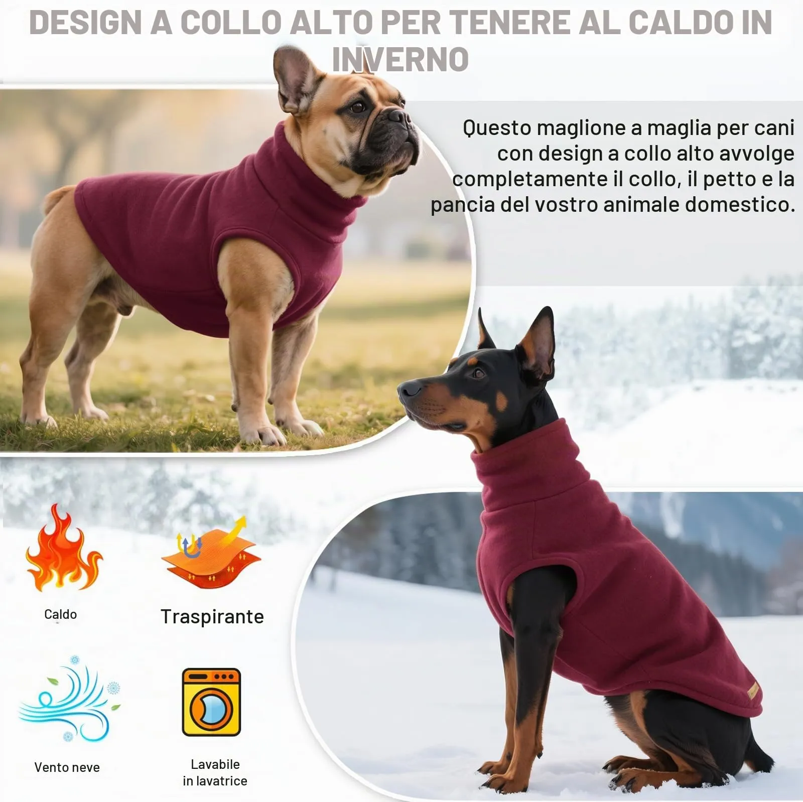 Mosucoirl Felpa con Cappuccio per Cani, Maglione Caldo per Cani Piccoli e Medi, Rosso, XL - immagine 7