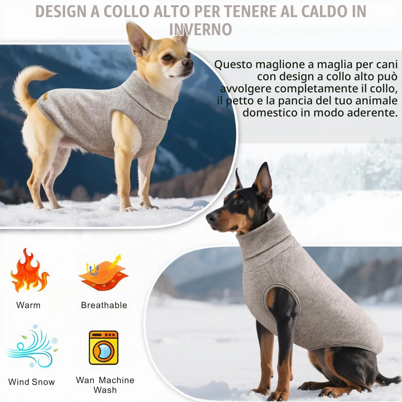 Mosucoirl Felpa con Cappuccio per Cani, Maglione Caldo per Animali Domestici, Khaki, 4XL - immagine 6