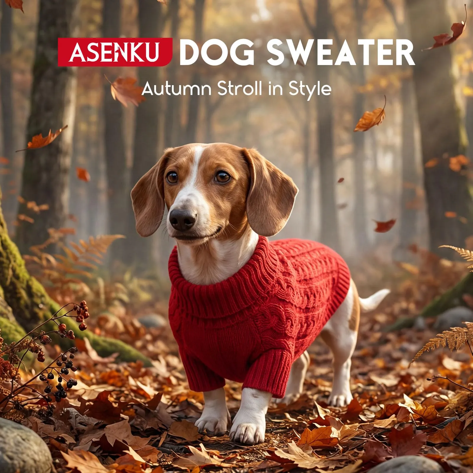ASENKU Maglioncino per Cane, Taglia S, Rosso - immagine 4