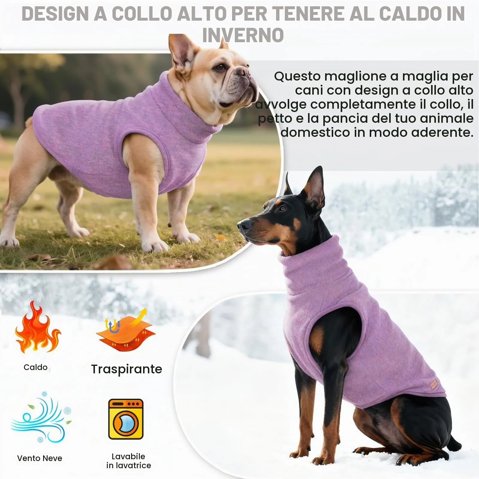 Mosucoirl Felpa con Cappuccio per Cani, Violetta, XL - immagine 6